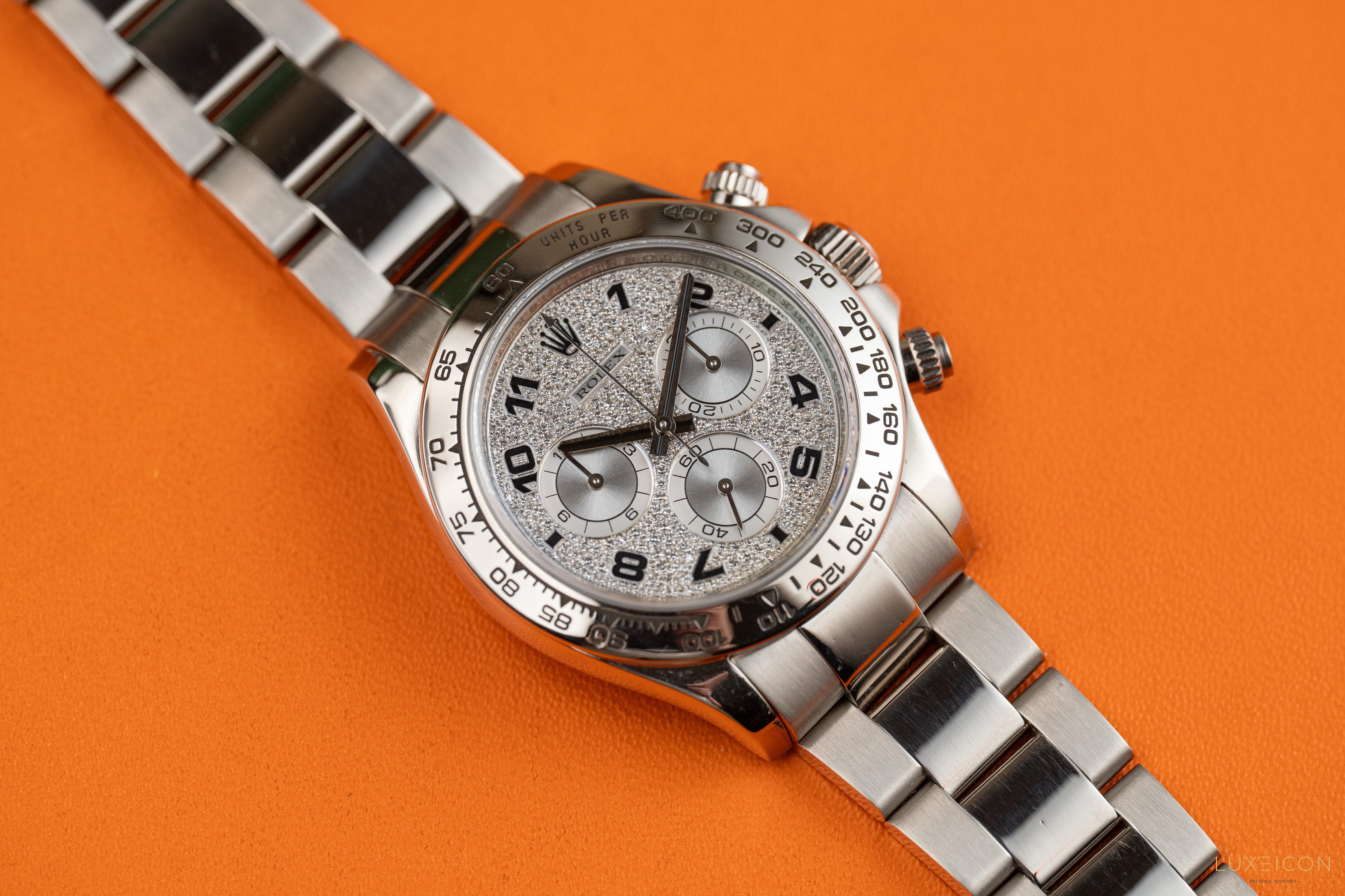 Rolex Daytona 116509 Rare Factory Pave Arabic White Gold Daytona
