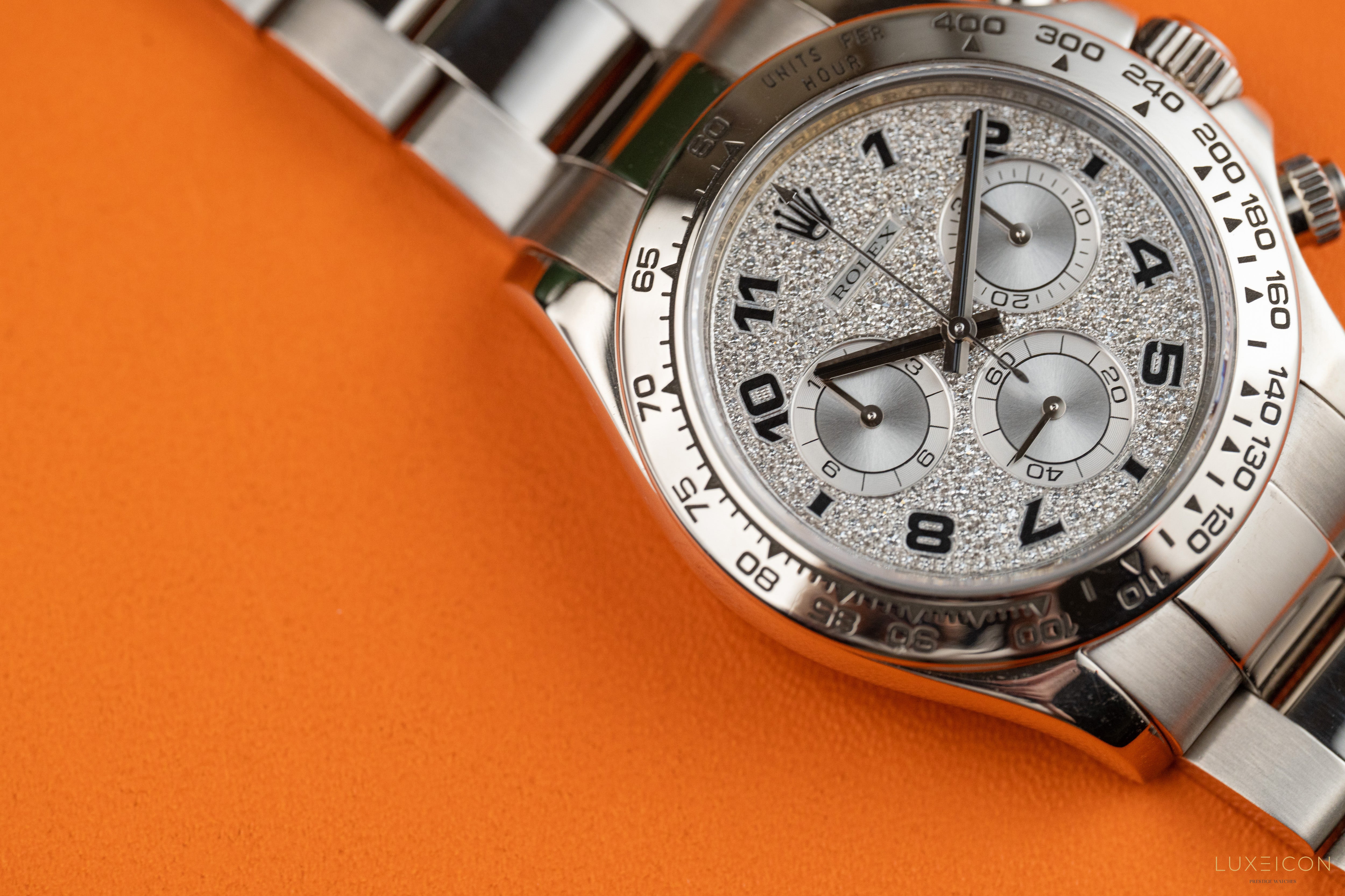 Rolex Daytona 116509 Rare Factory Pave Arabic White Gold Daytona