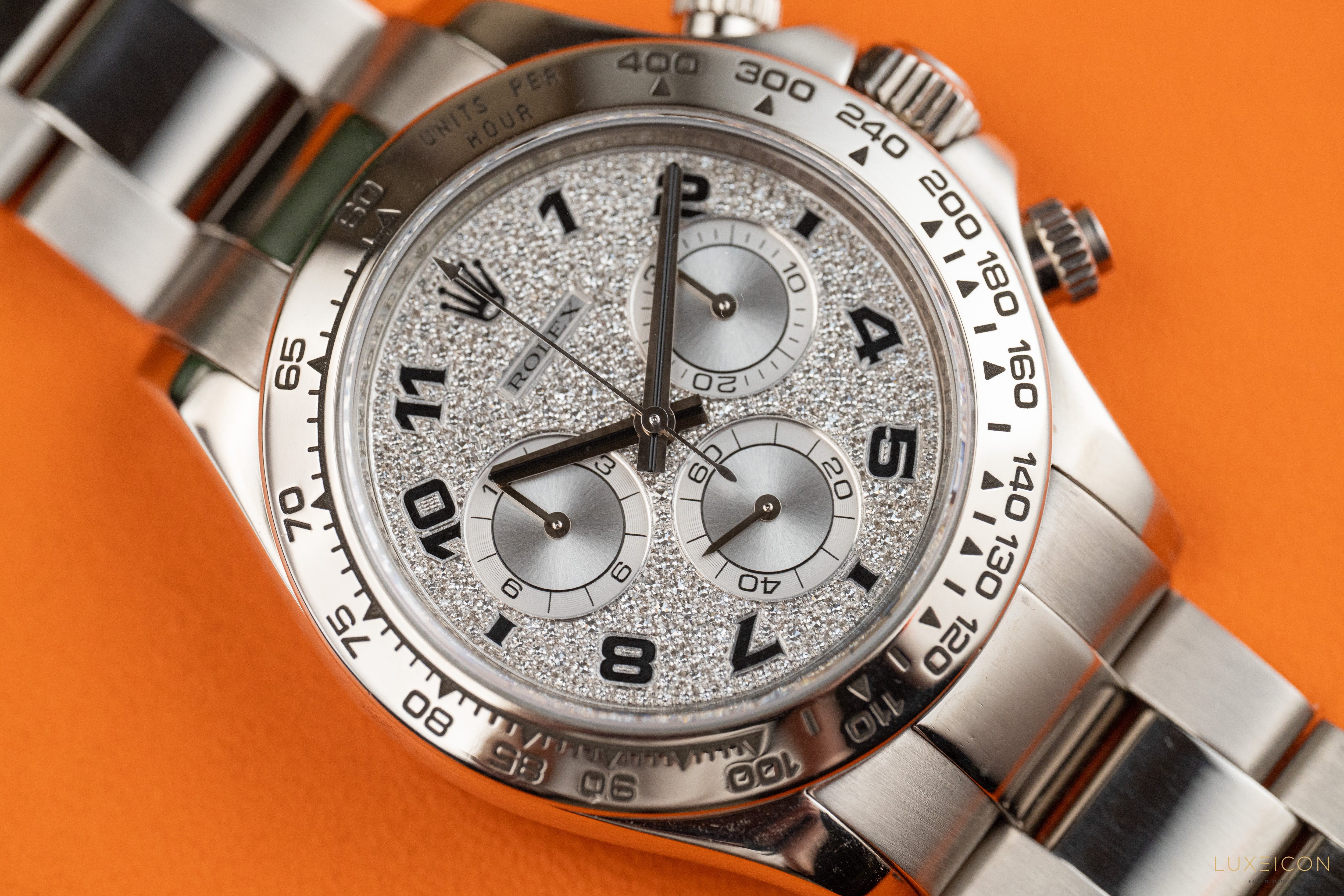 Rolex Daytona 116509 Rare Factory Pave Arabic White Gold Daytona