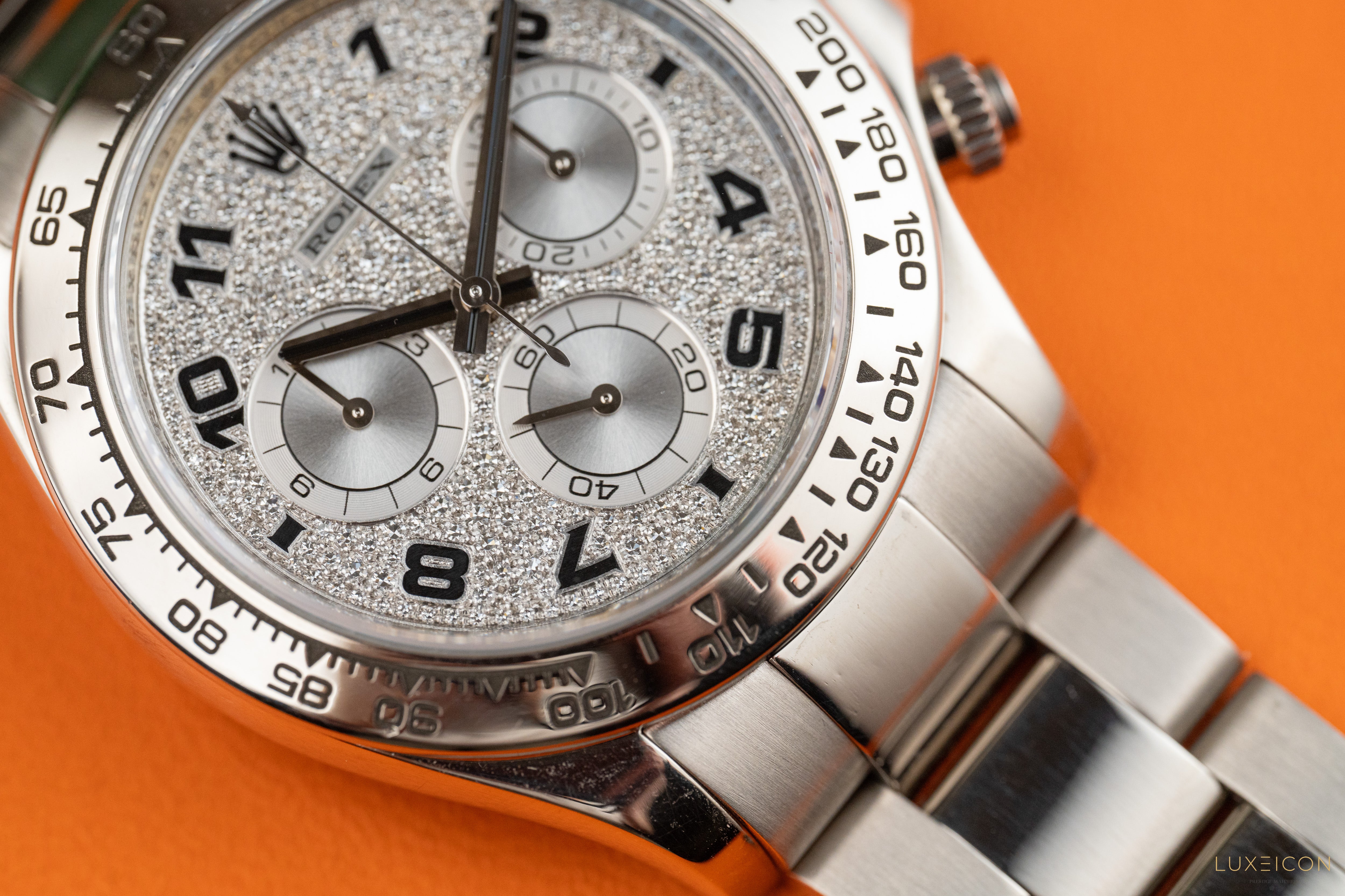 Rolex Daytona 116509 Rare Factory Pave Arabic White Gold Daytona