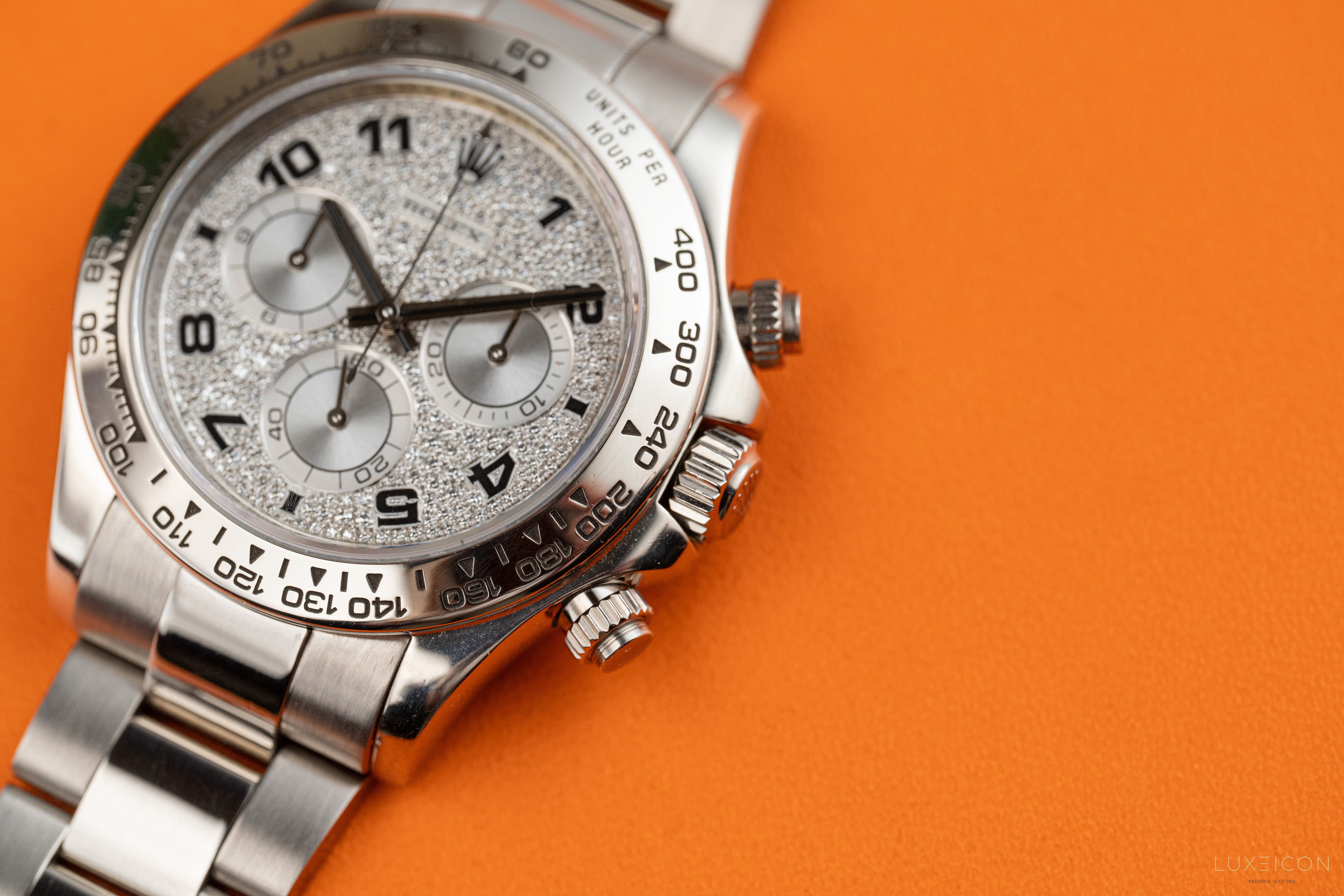 Rolex Daytona 116509 Rare Factory Pave Arabic White Gold Daytona