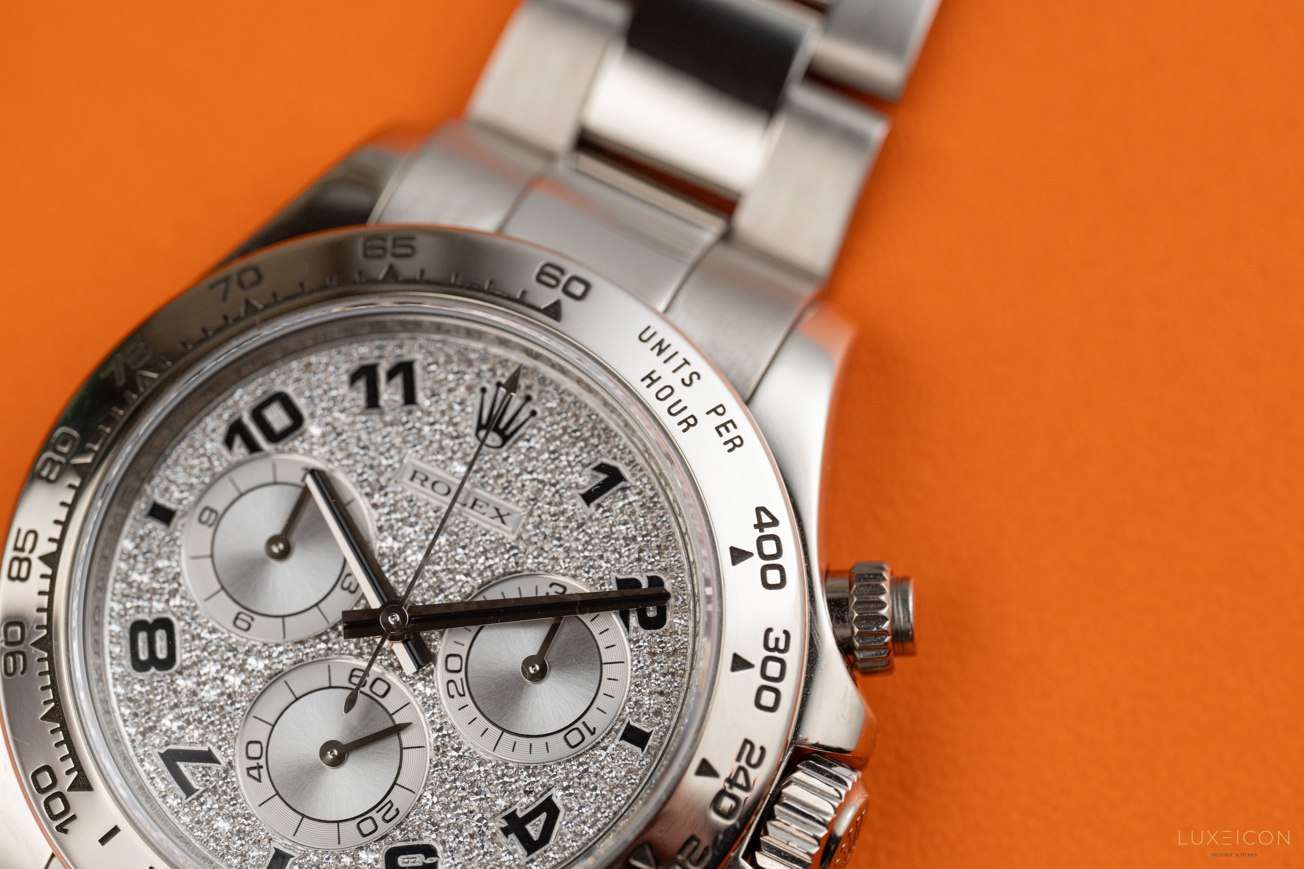 Rolex Daytona 116509 Rare Factory Pave Arabic White Gold Daytona