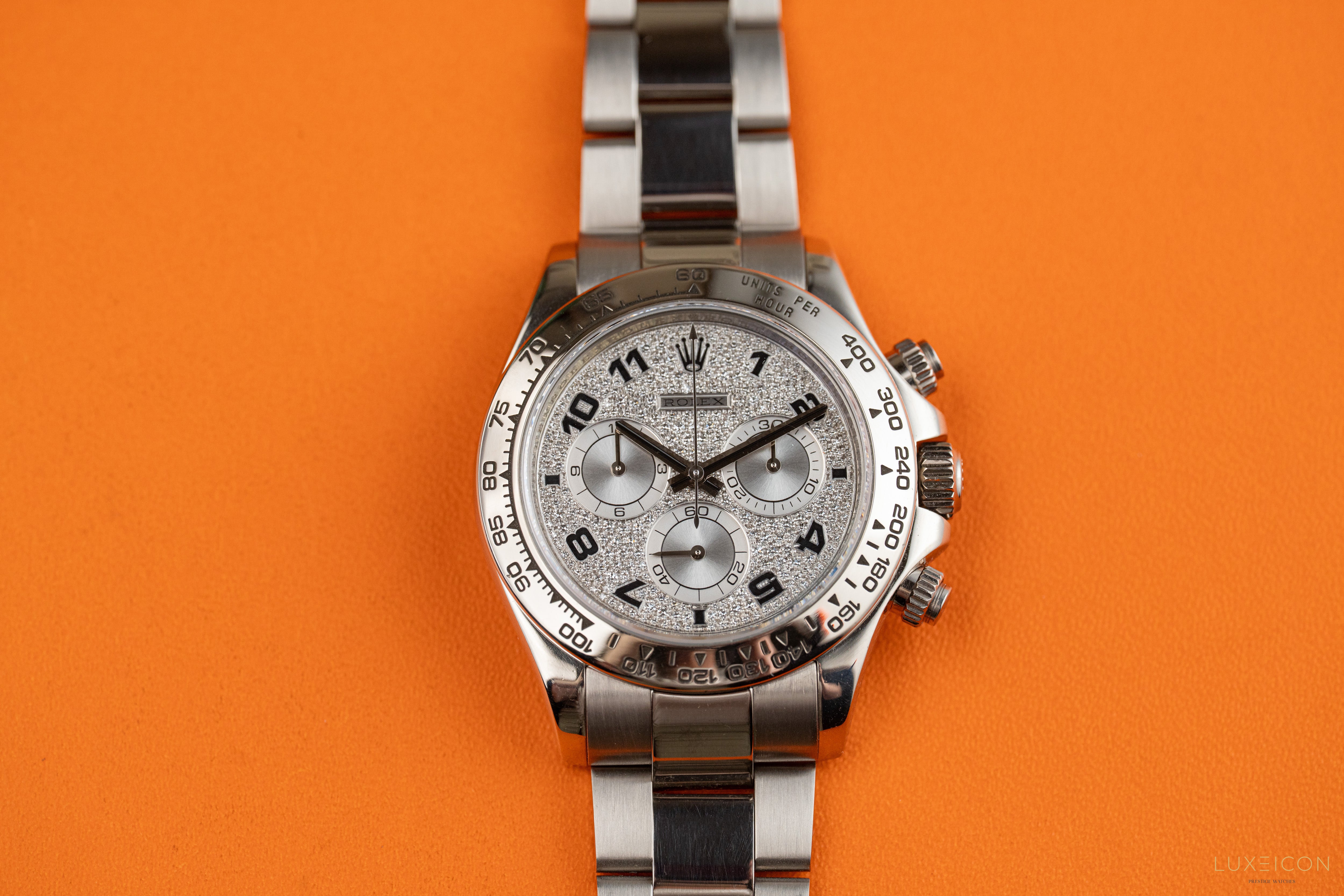 Rolex Daytona 116509 Rare Factory Pave Arabic White Gold Daytona