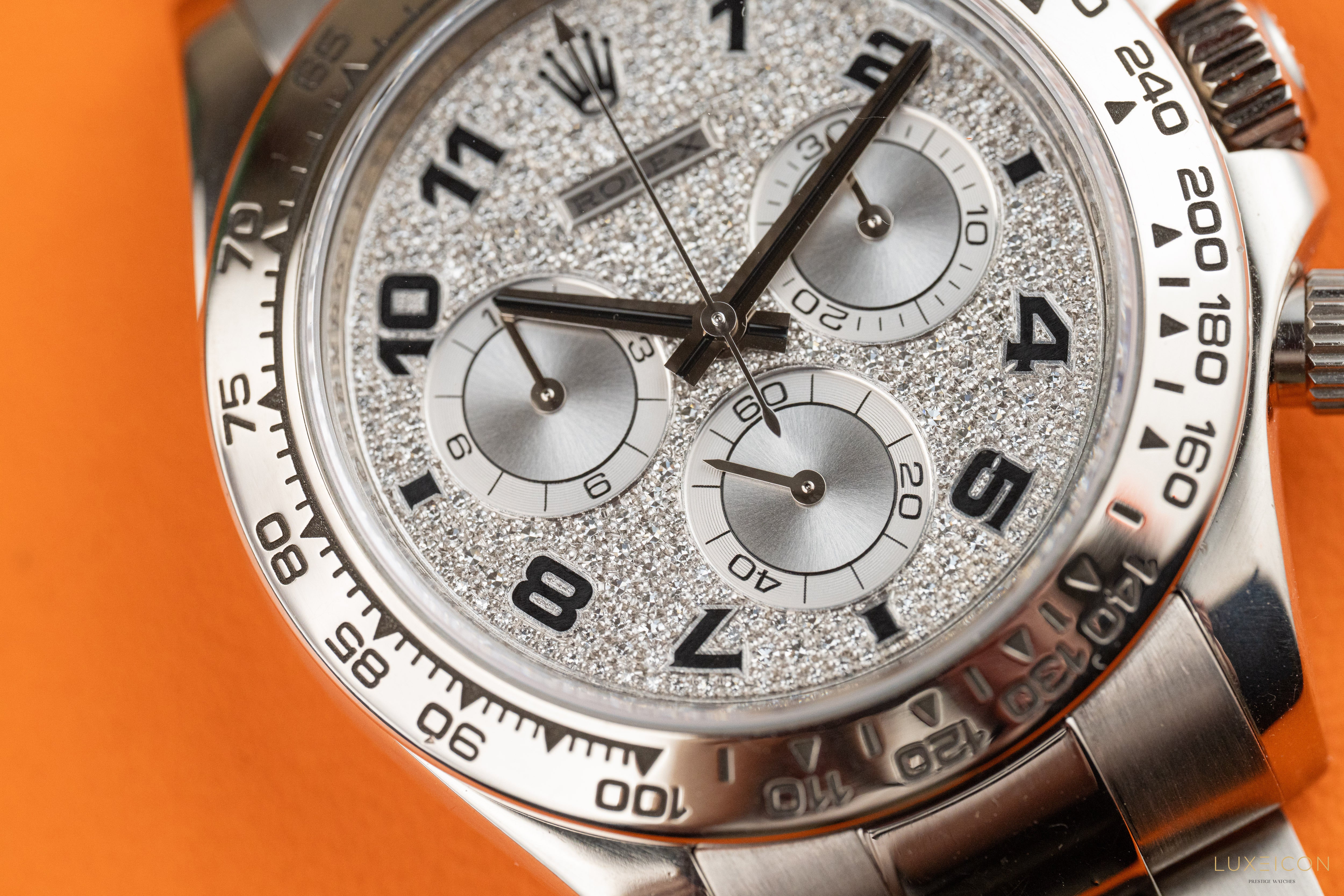 Rolex Daytona 116509 Rare Factory Pave Arabic White Gold Daytona