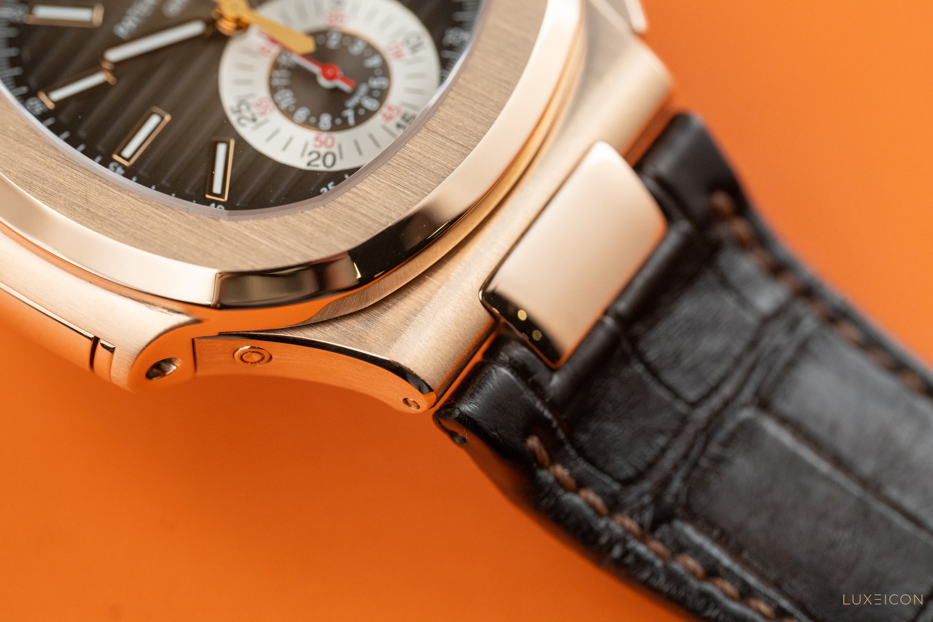 Patek Philippe Nautilus 5980R-001 Chronograph Date Rose Gold Brown Dial