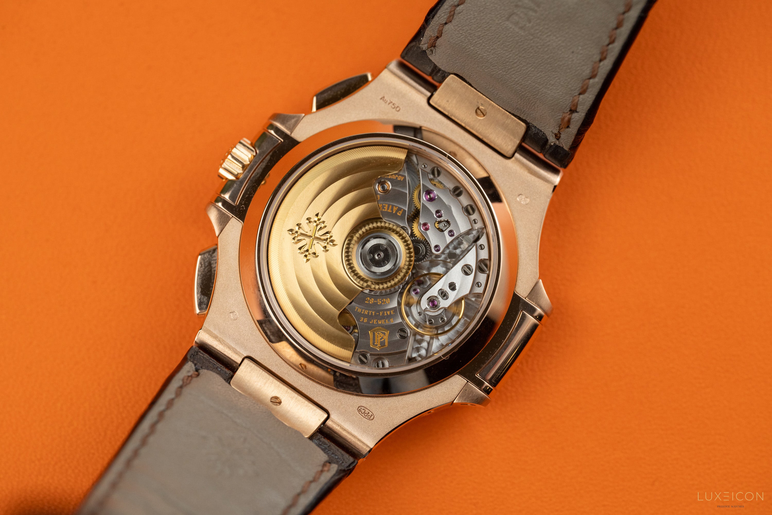 Patek Philippe Nautilus 5980R-001 Chronograph Date Rose Gold Brown Dial