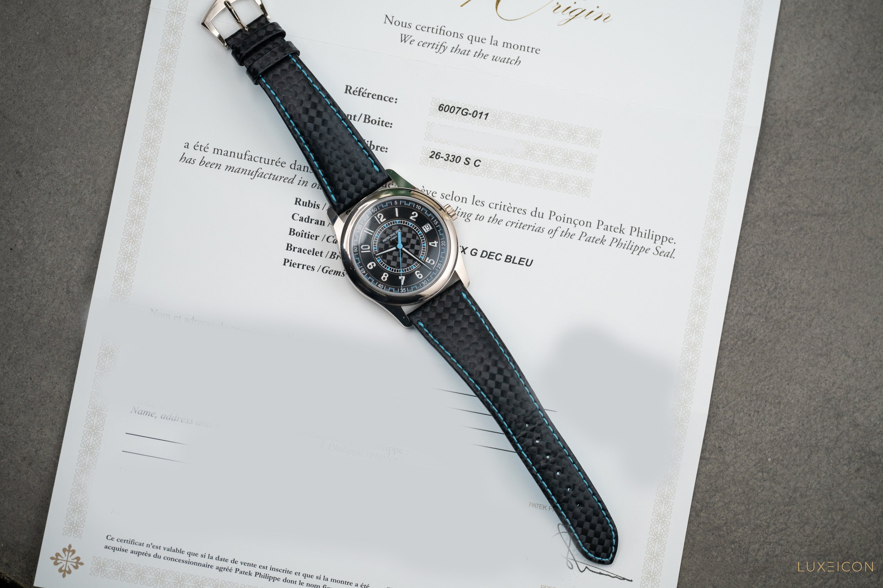 Patek Philippe Calatrava 6007G-011 40mm White Gold Black and Tiffany Turquoise Dial