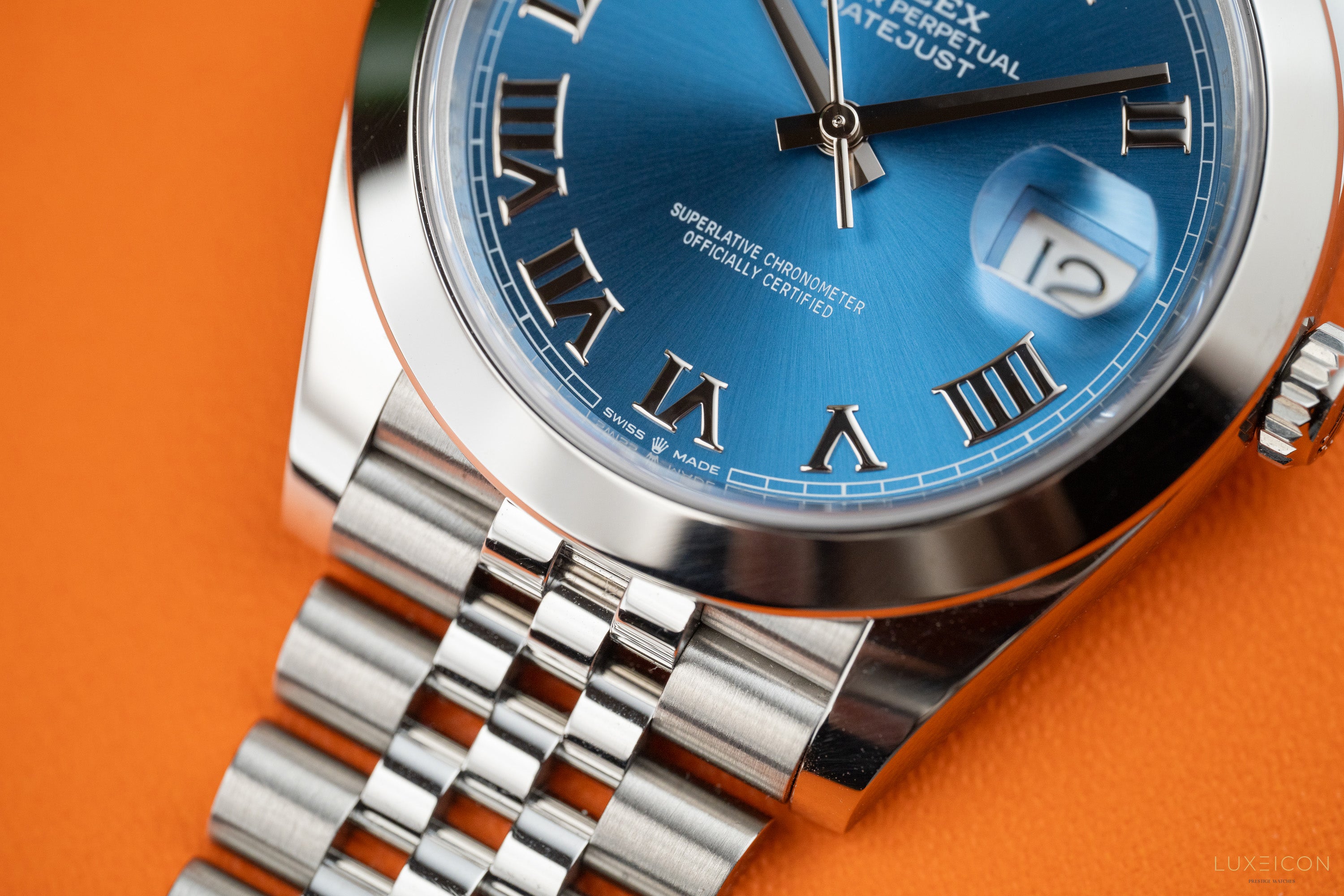 Rolex Datejust 41 126300 Azurro Blue Roman Dial Steel Bezel Jubilee bracelet 2023