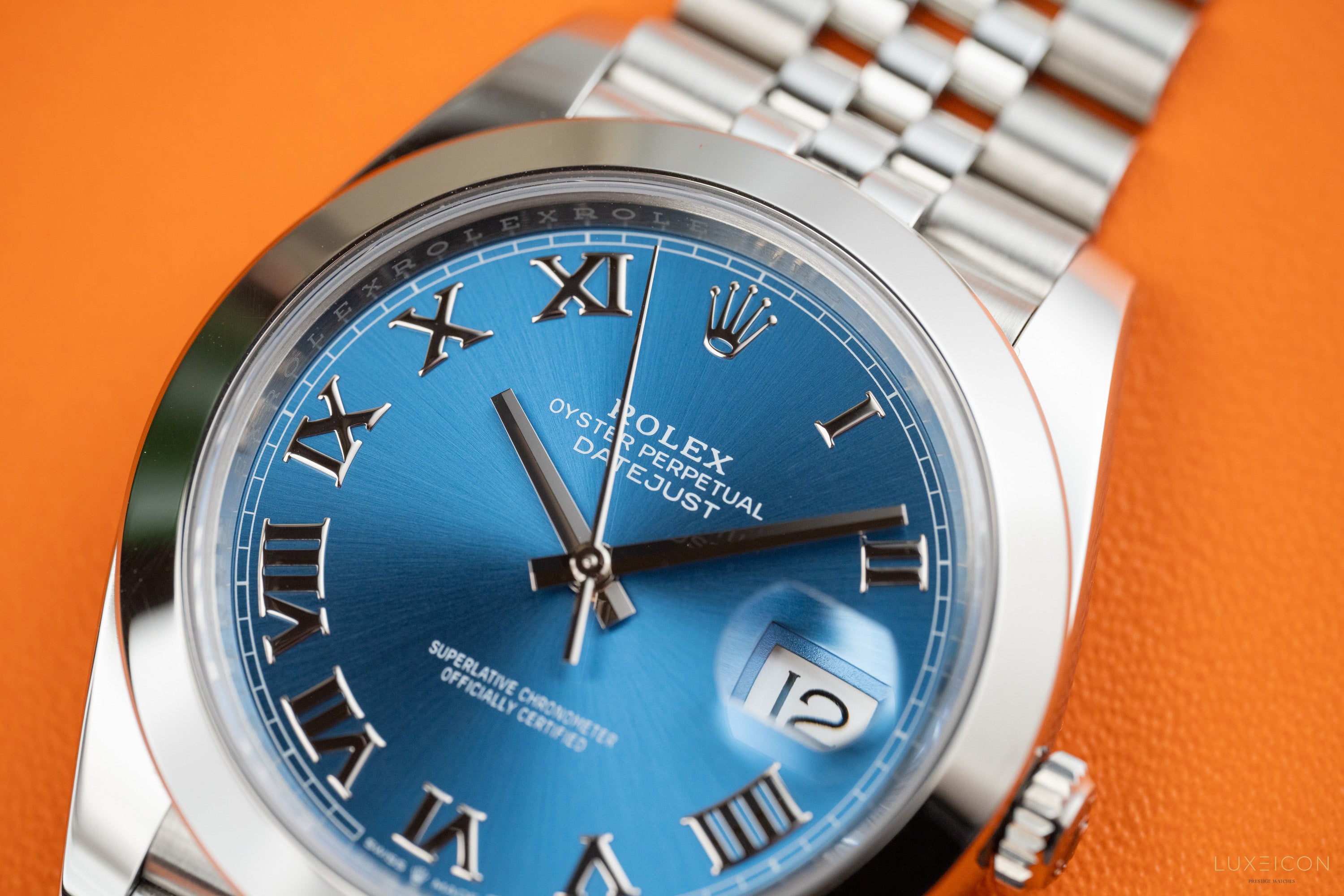 Rolex Datejust 41 126300 Azurro Blue Roman Dial Steel Bezel Jubilee bracelet 2023