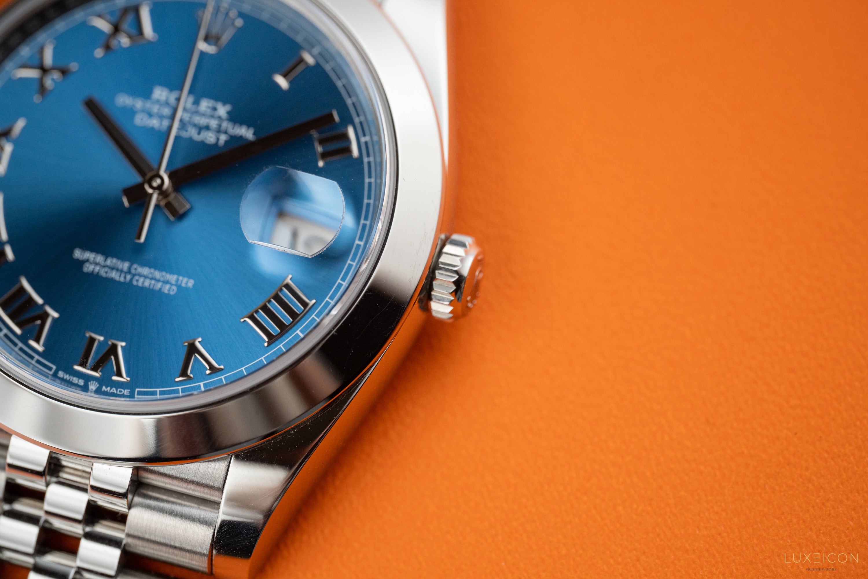 Rolex Datejust 41 126300 Azurro Blue Roman Dial Steel Bezel Jubilee bracelet 2023