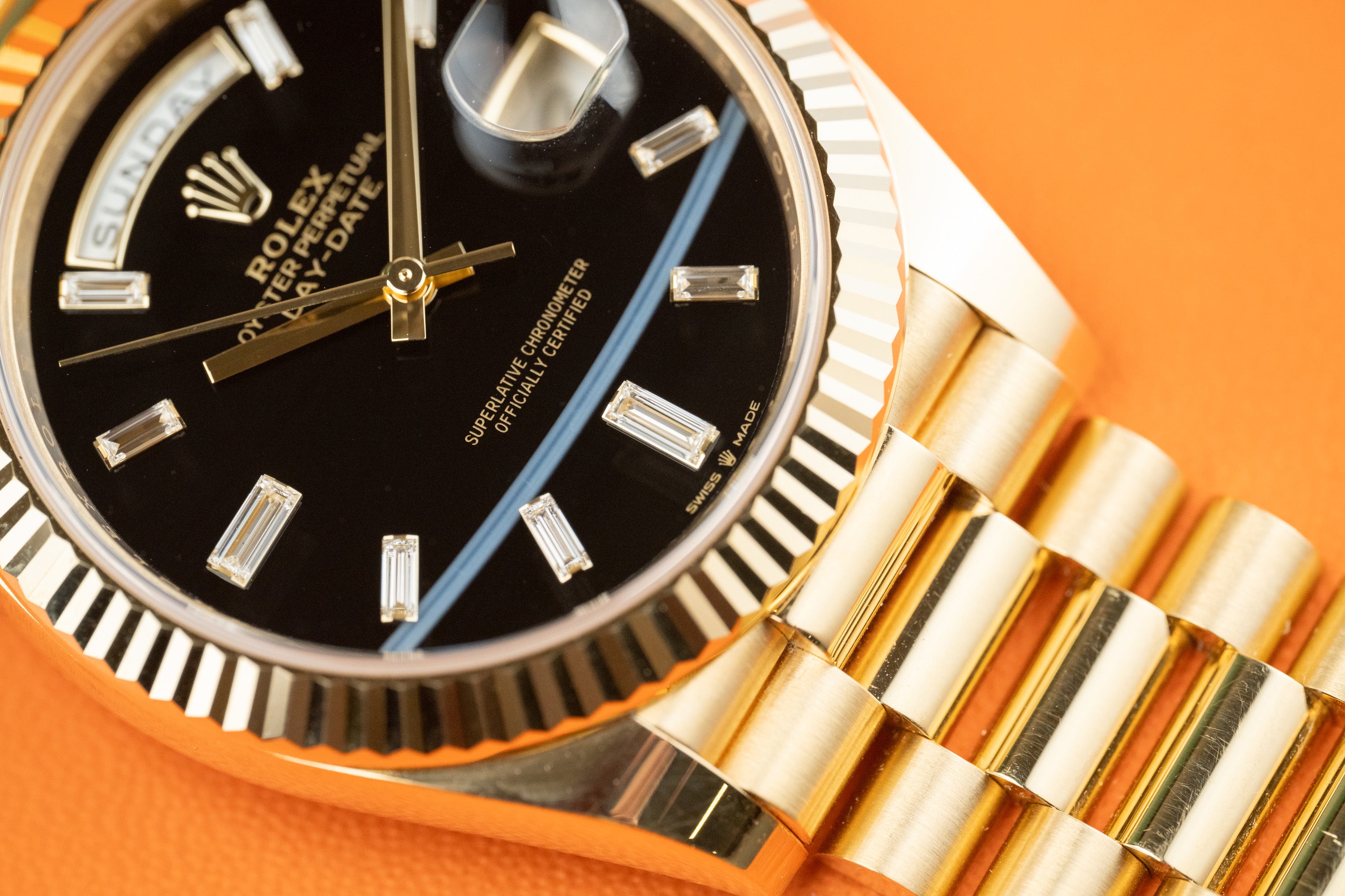 Rolex Day-Date 40 228238 40mm Yellow Gold Black Onyx Dial President Bracelet