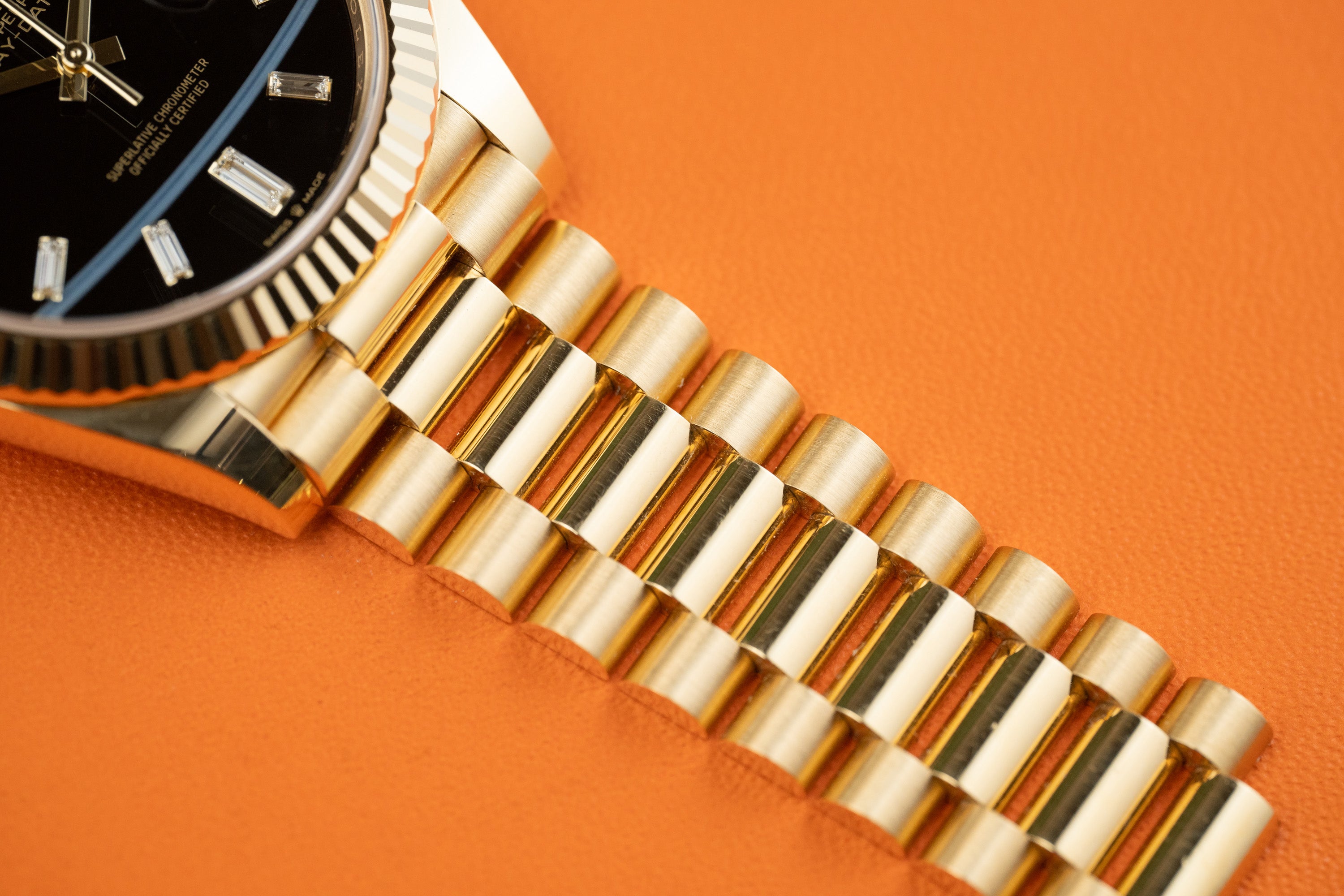 Rolex Day-Date 40 228238 40mm Yellow Gold Black Onyx Dial President Bracelet