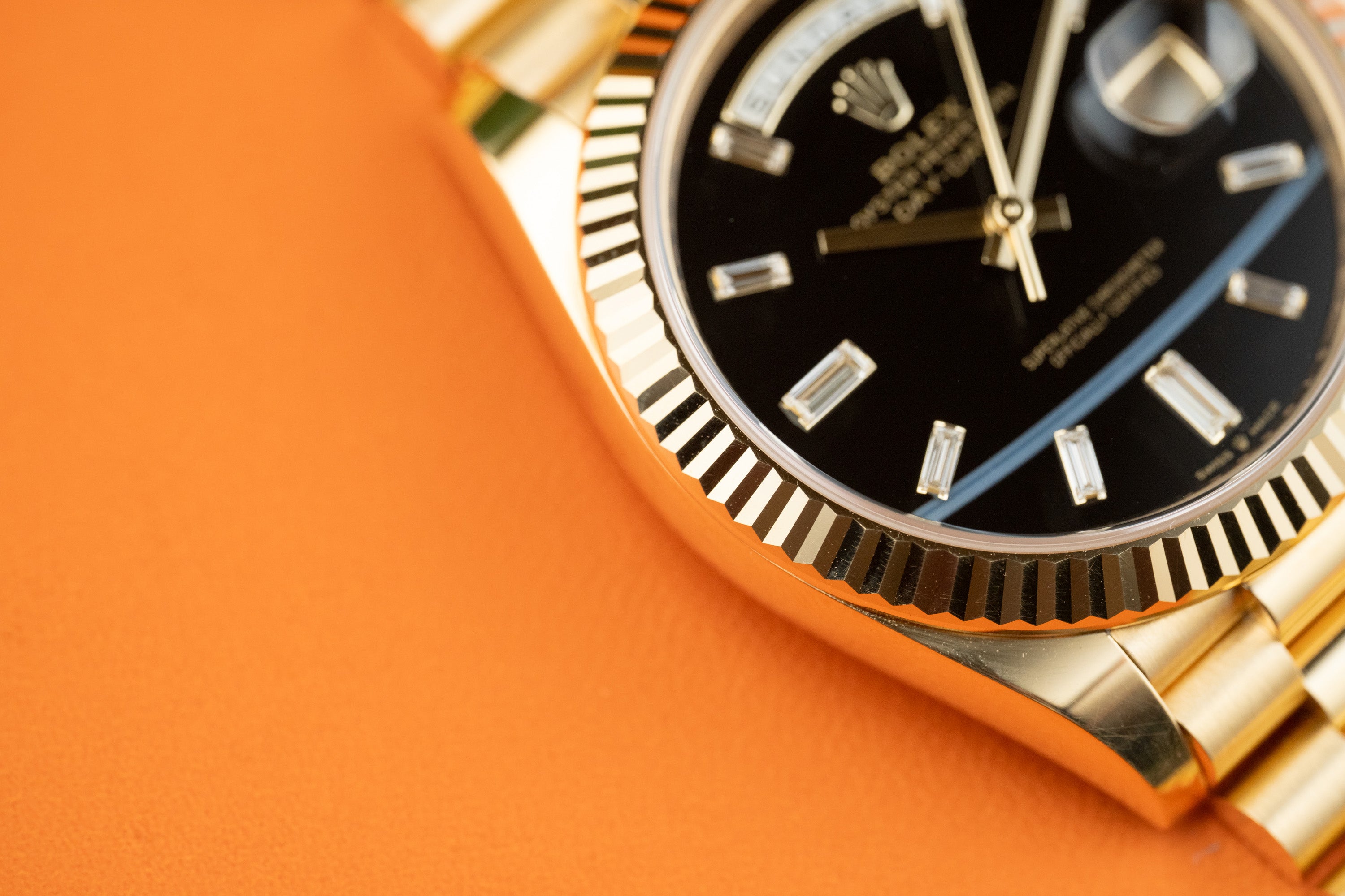 Rolex Day-Date 40 228238 40mm Yellow Gold Black Onyx Dial President Bracelet