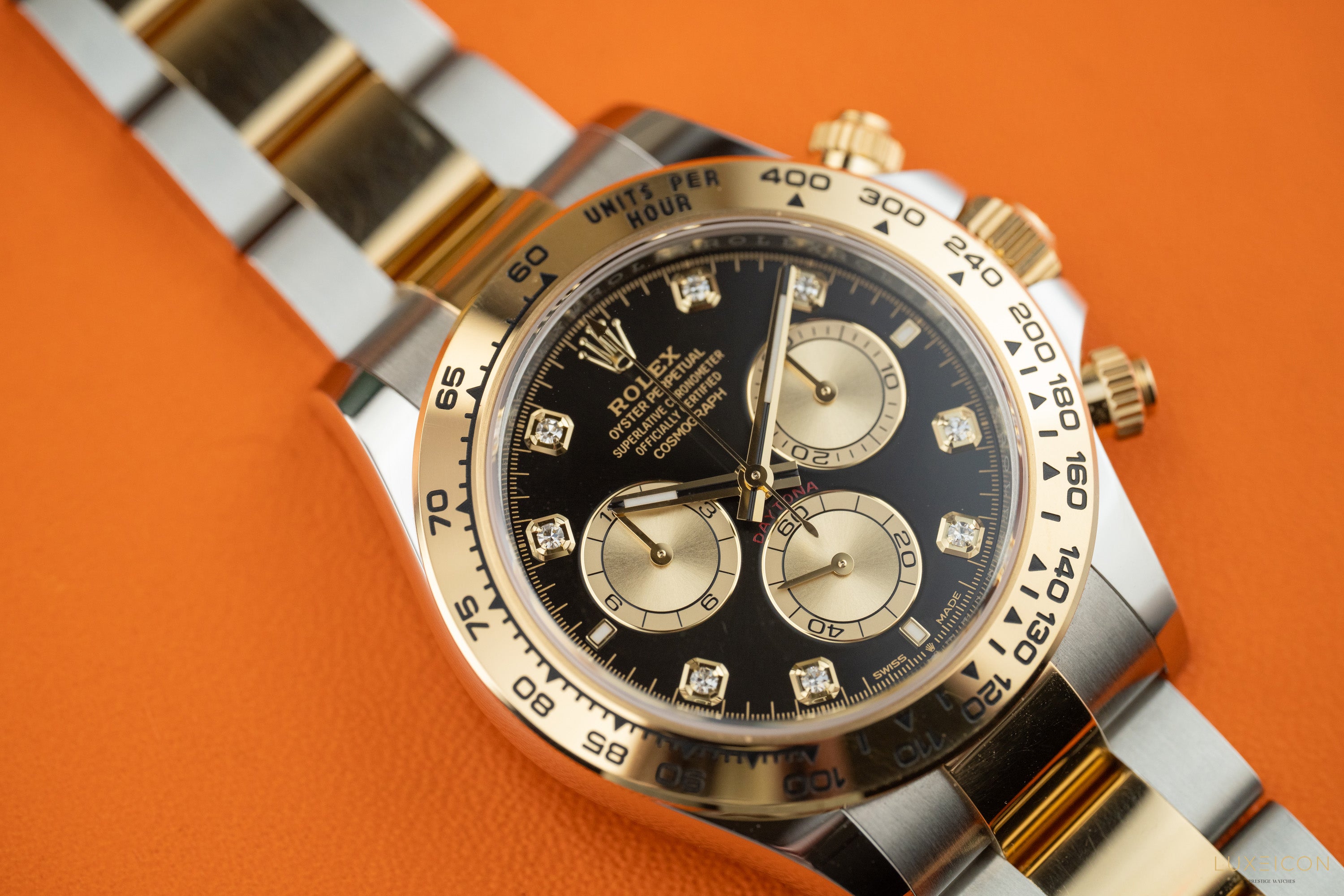 Rolex Cosmograph Daytona 40 Yellow Gold Two Tone Black Diamond Dial 126503 2025