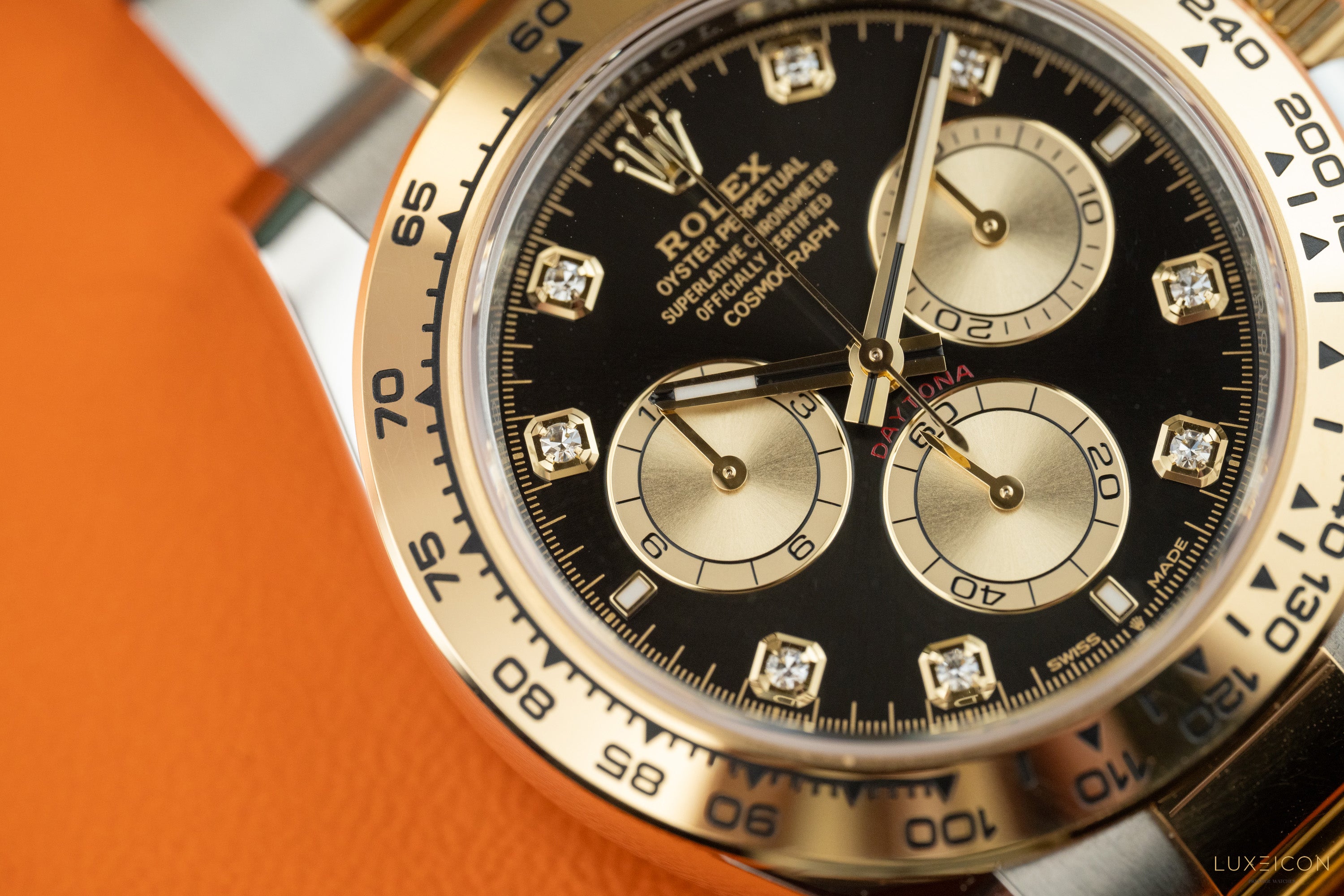 Rolex Cosmograph Daytona 40 Yellow Gold Two Tone Black Diamond Dial 126503 2025