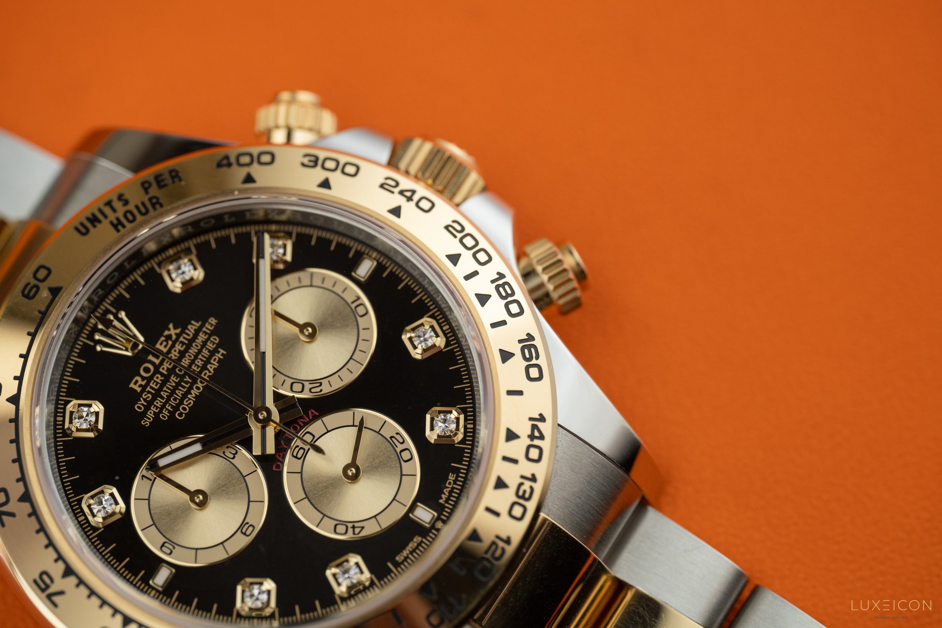 Rolex Cosmograph Daytona 40 Yellow Gold Two Tone Black Diamond Dial 126503 2025