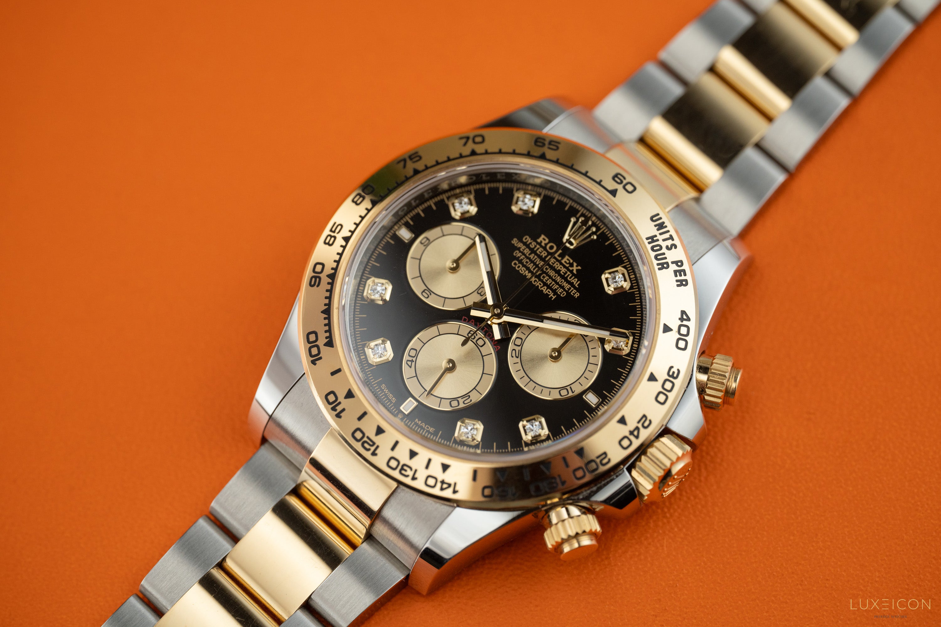 Rolex Cosmograph Daytona 40 Yellow Gold Two Tone Black Diamond Dial 126503 2025