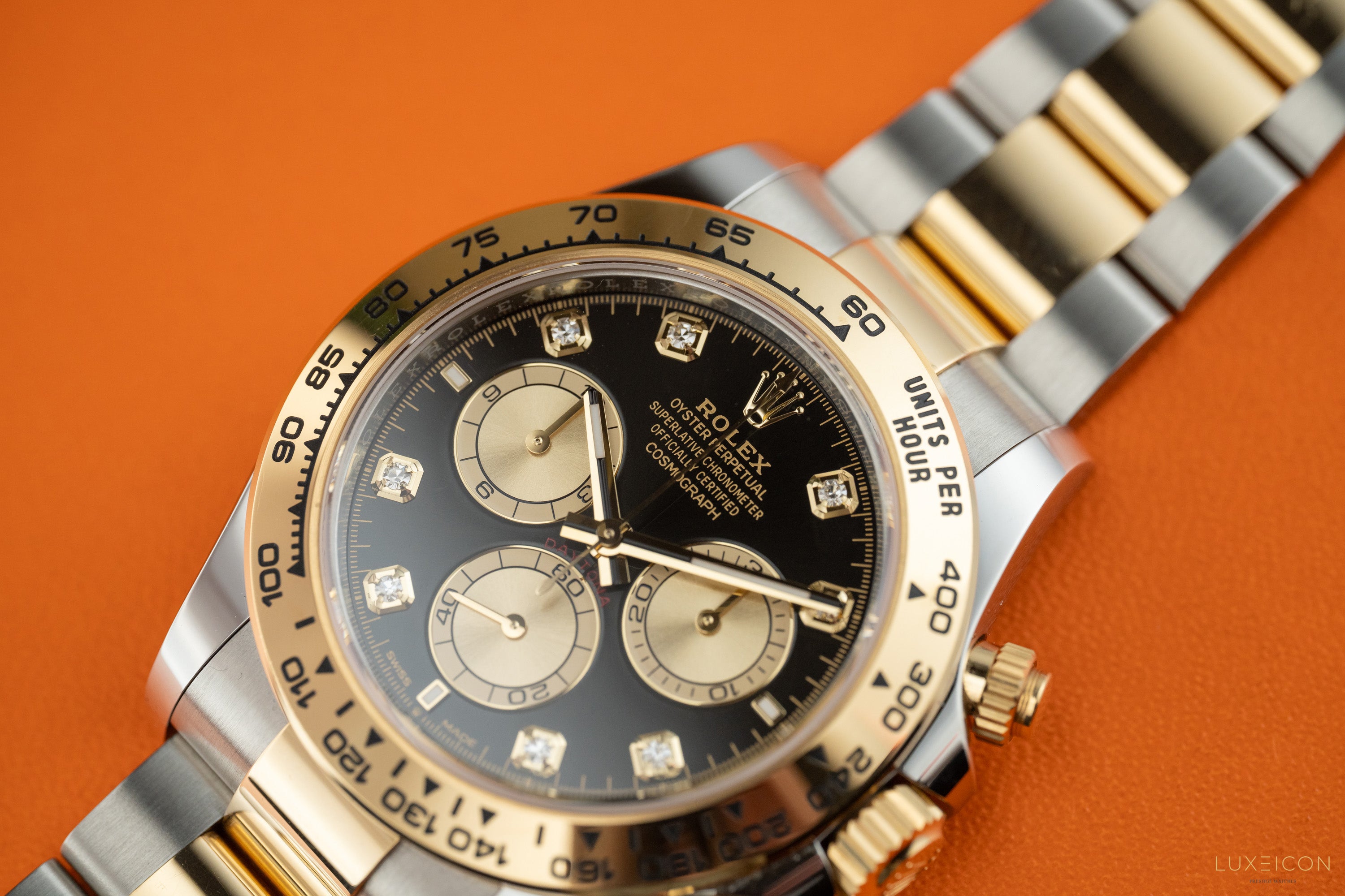 Rolex Cosmograph Daytona 40 Yellow Gold Two Tone Black Diamond Dial 126503 2025