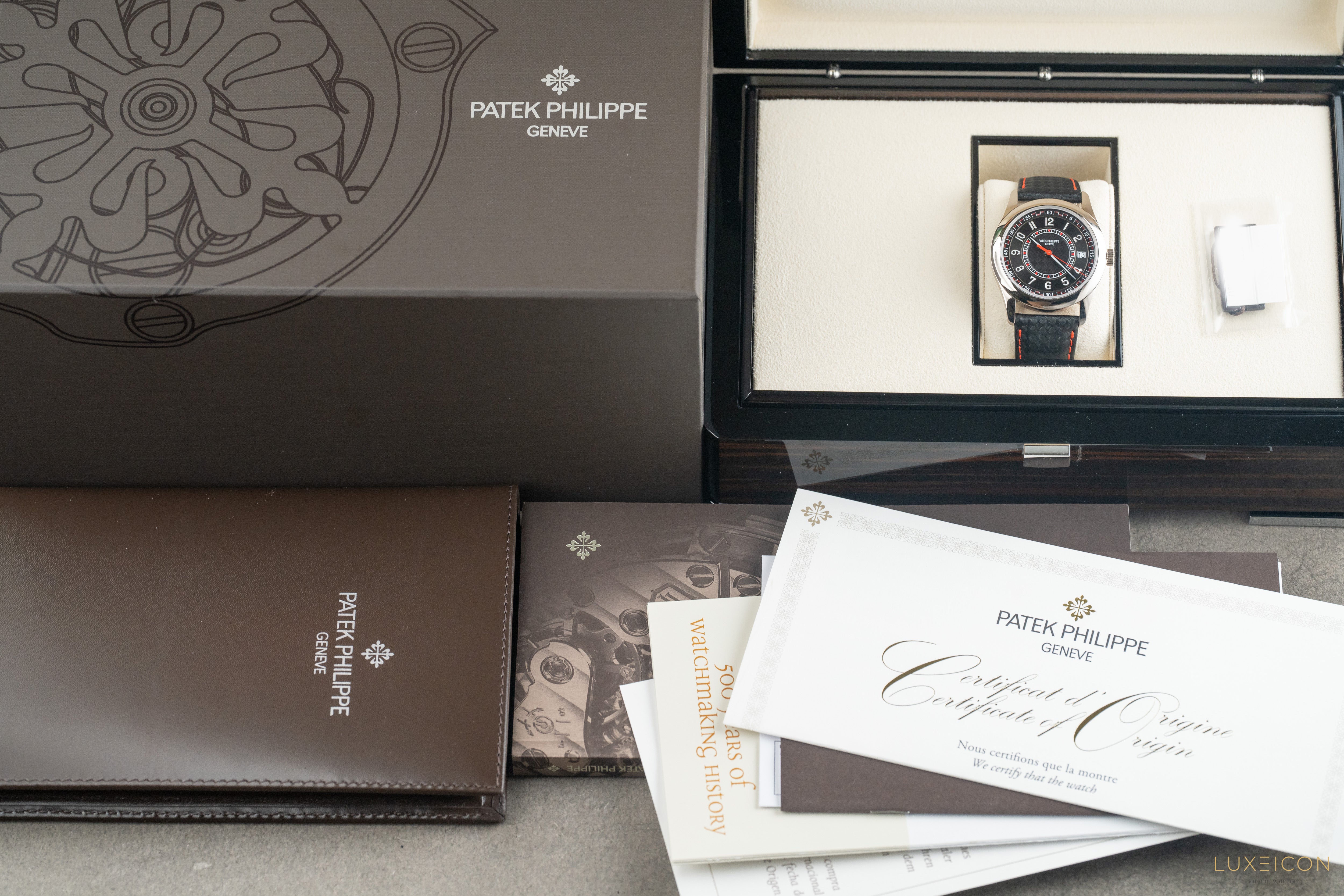 Patek Philippe Calatrava White Gold Ebony Carbon Red Dial 40mm 6007G-010