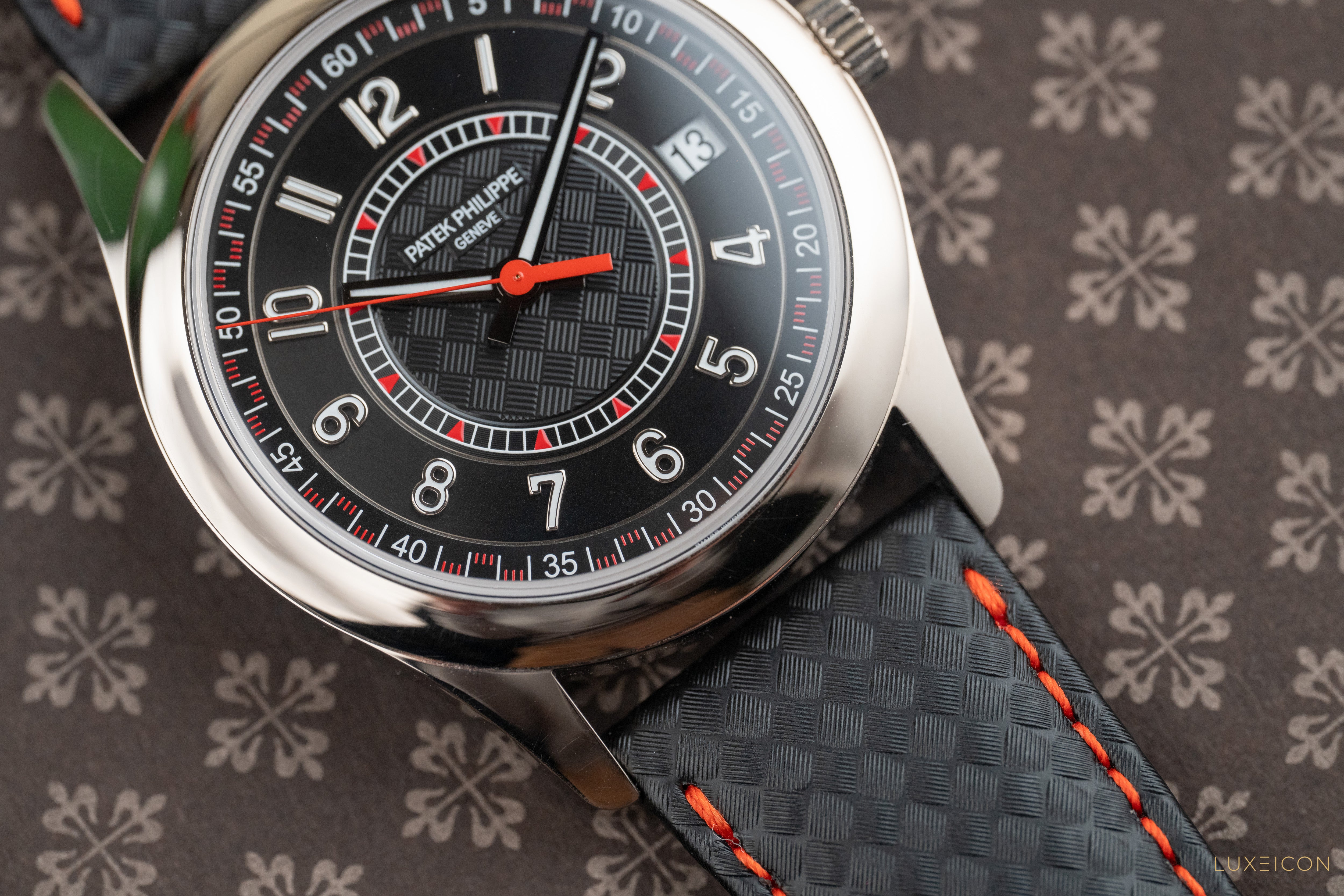Patek Philippe Calatrava White Gold Ebony Carbon Red Dial 40mm 6007G-010