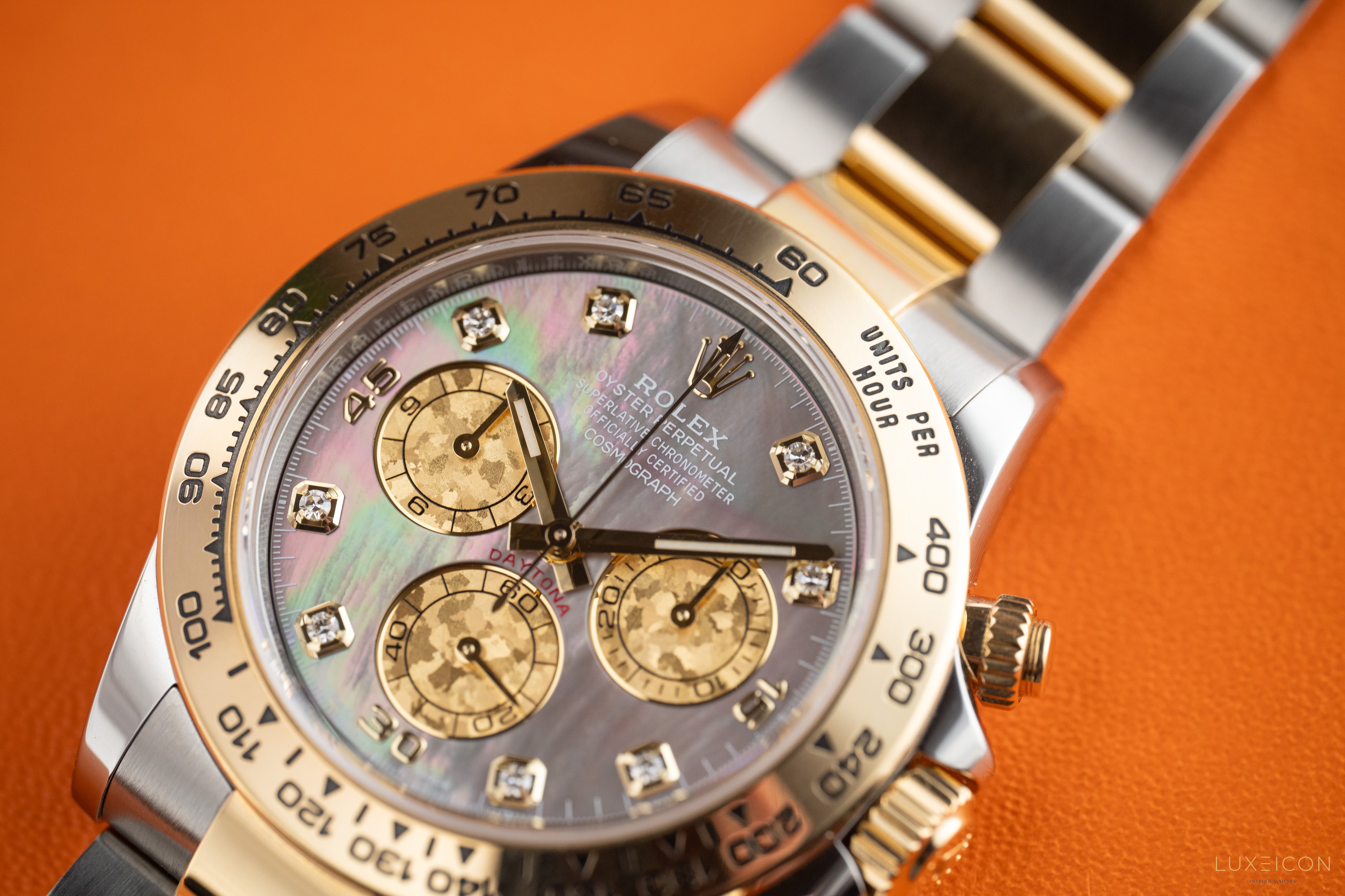Rolex Daytona 116503 Black Mother of Pearl (MOP) Diamond Tahitian Dial Two Tone Yellow Gold 2020
