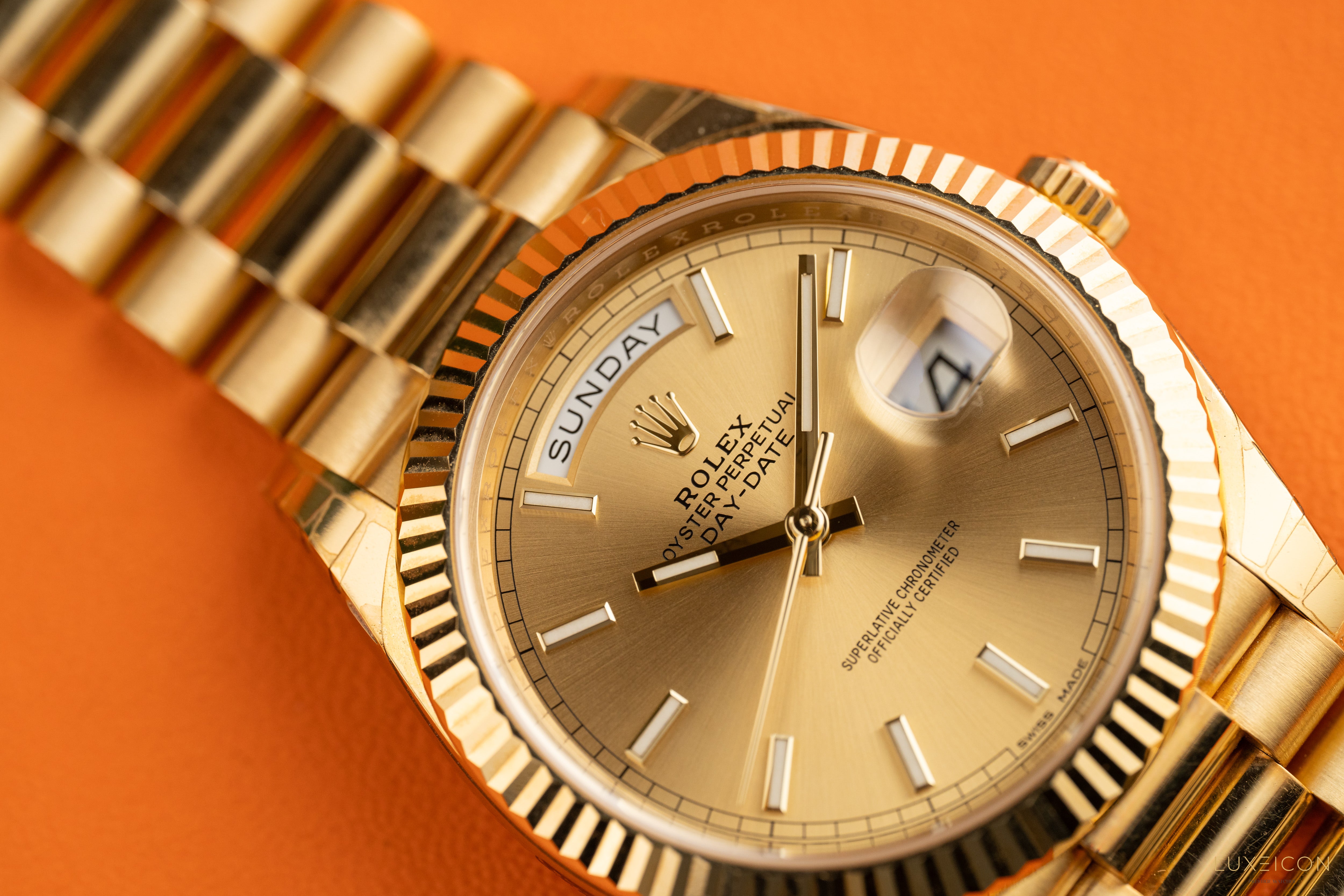 Rolex Day-Date 40 Yellow Gold Presidential Champagne Index Dial 228238