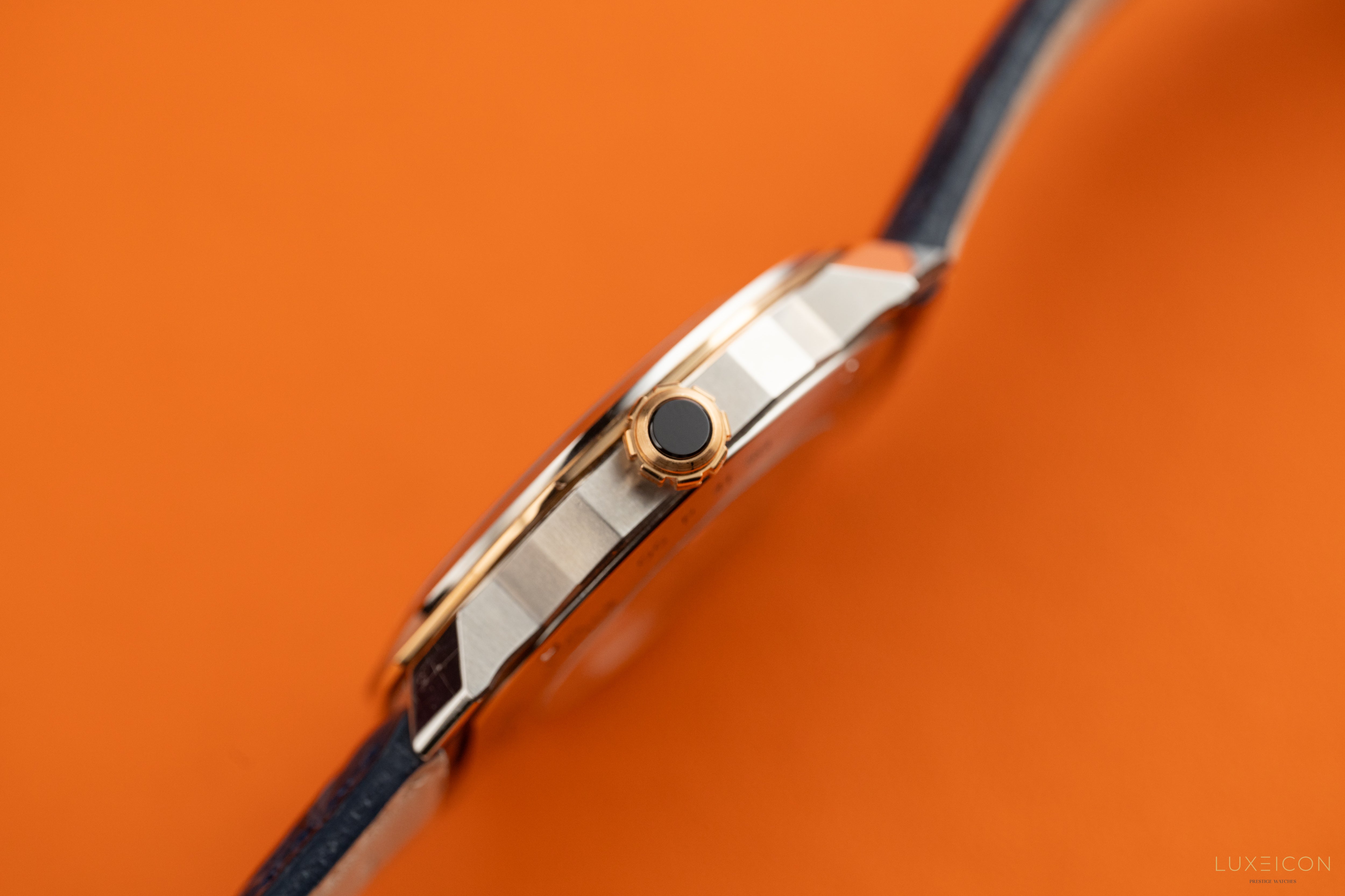 Bulgari Octo Octoma Stainless Steel and Rose Gold Combination Blue Bar Octagon