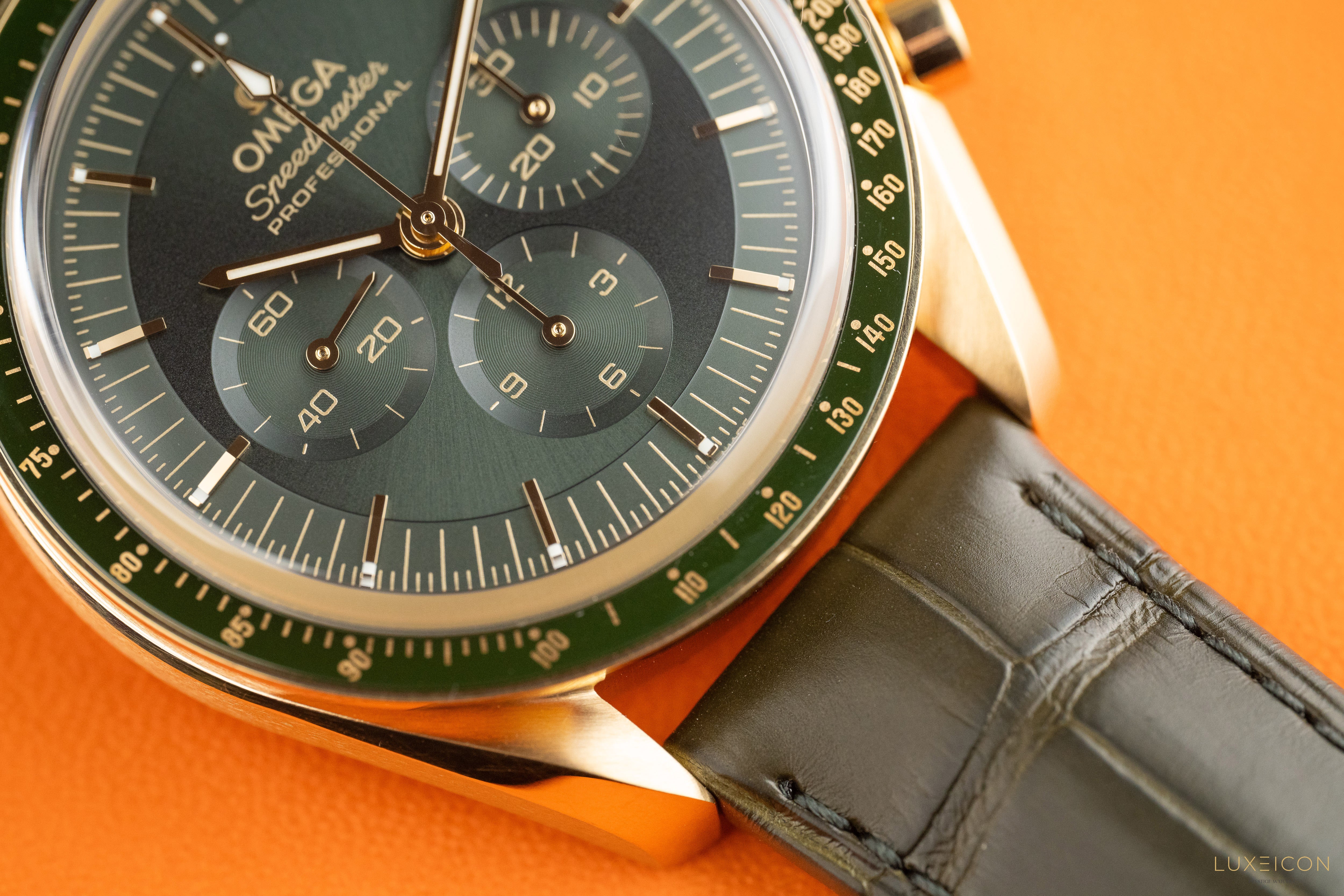 Omega Speedmaster Moonshine Gold on leather strap 310.63.42.50.10.001 Manual winding