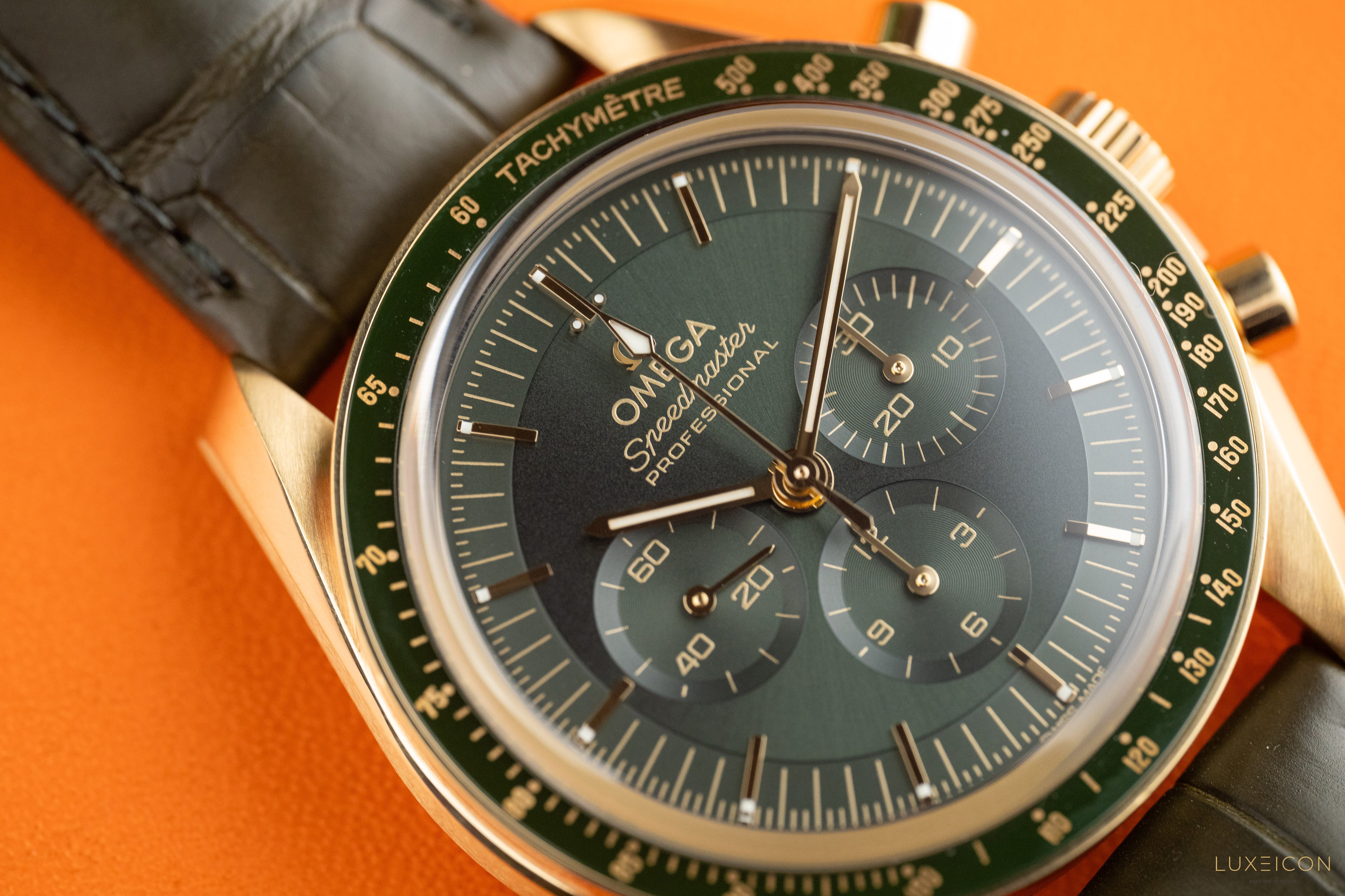 Omega Speedmaster Moonshine Gold on leather strap 310.63.42.50.10.001 Manual winding