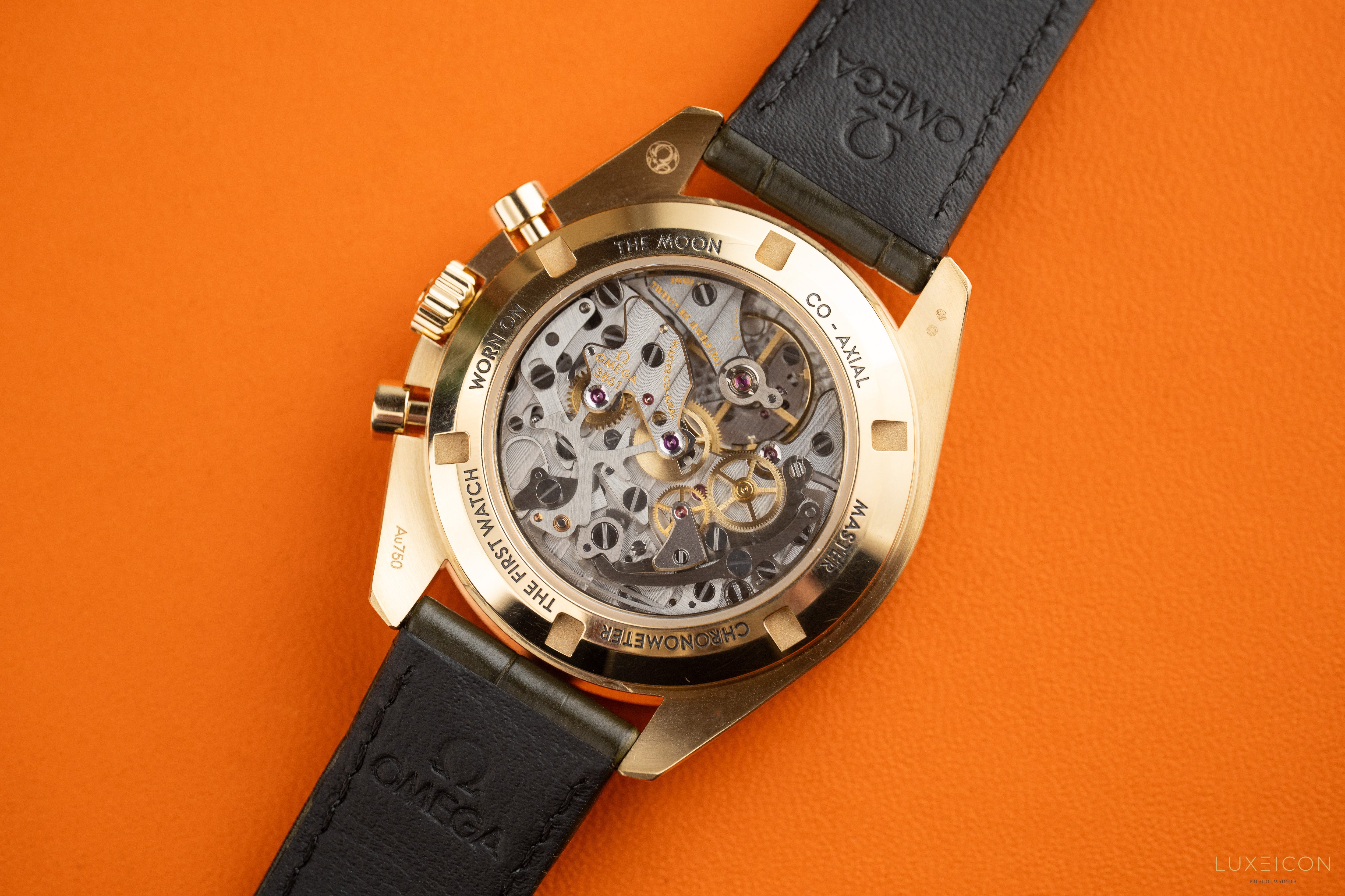 Omega Speedmaster Moonshine Gold on leather strap 310.63.42.50.10.001 Manual winding