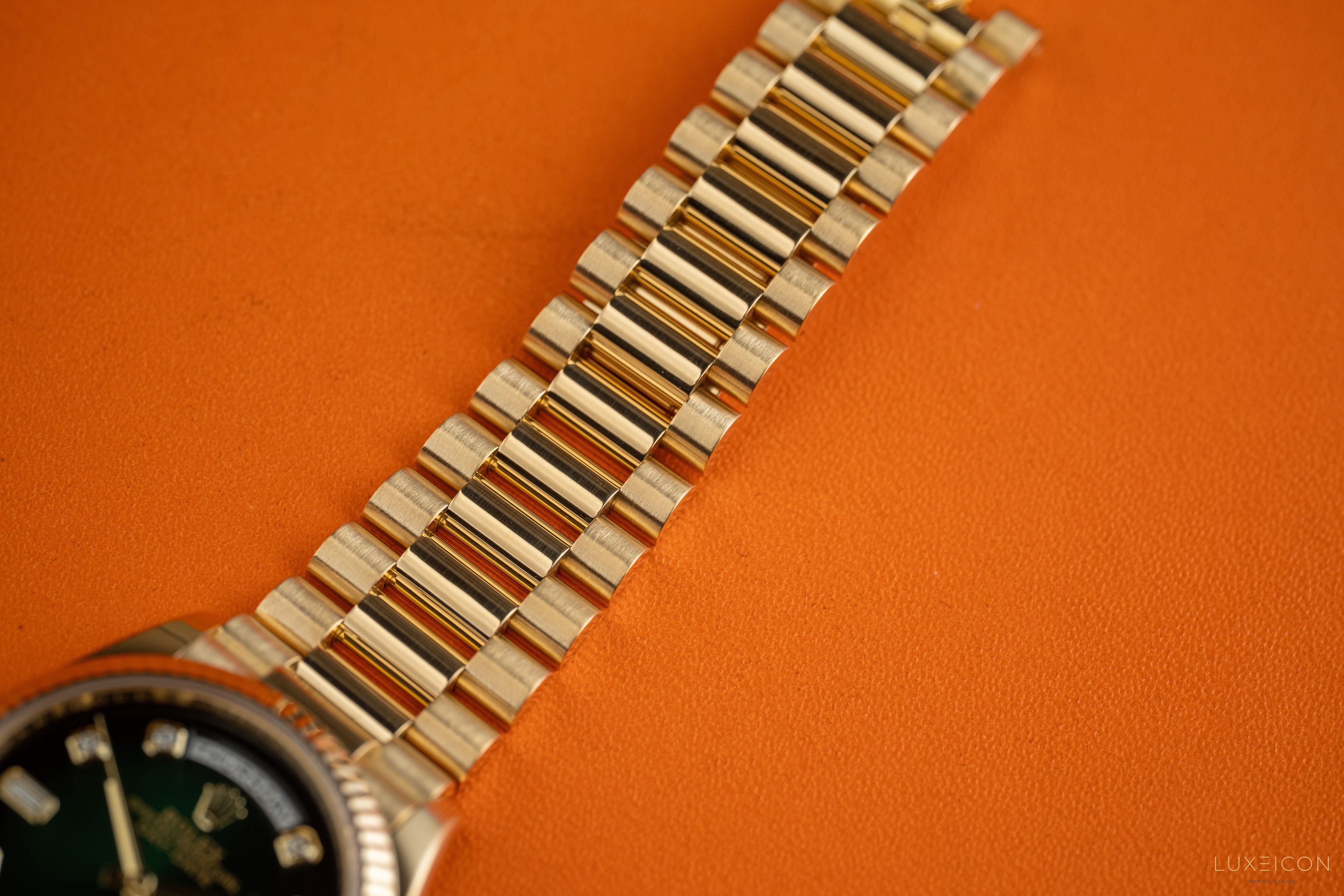 Rolex Day-Date 36 Yellow Gold 128238 Green Ombré Diamond Dial 2021