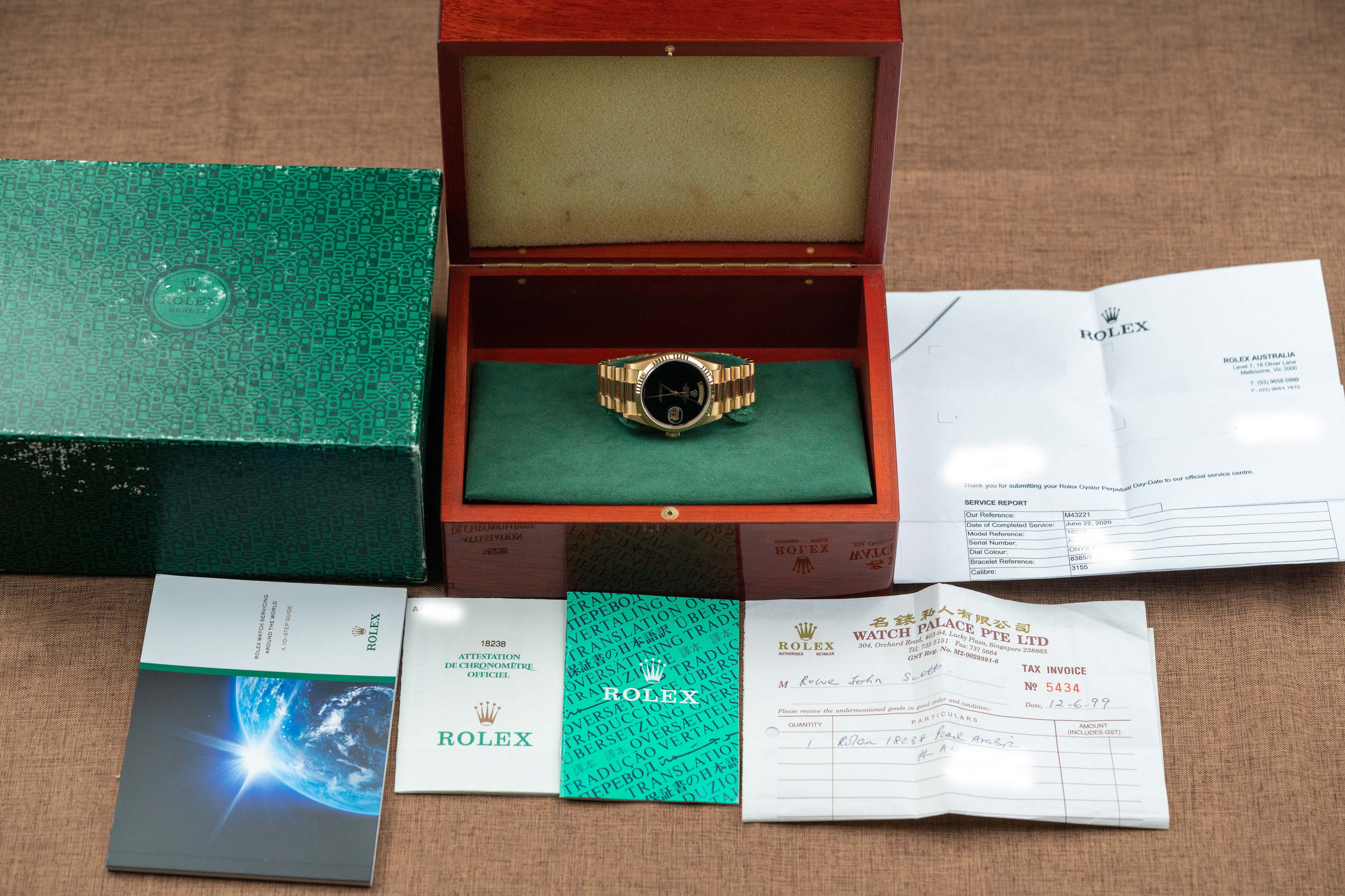 Rolex Day-Date President Onyx A-serie 18238 fullset 1999