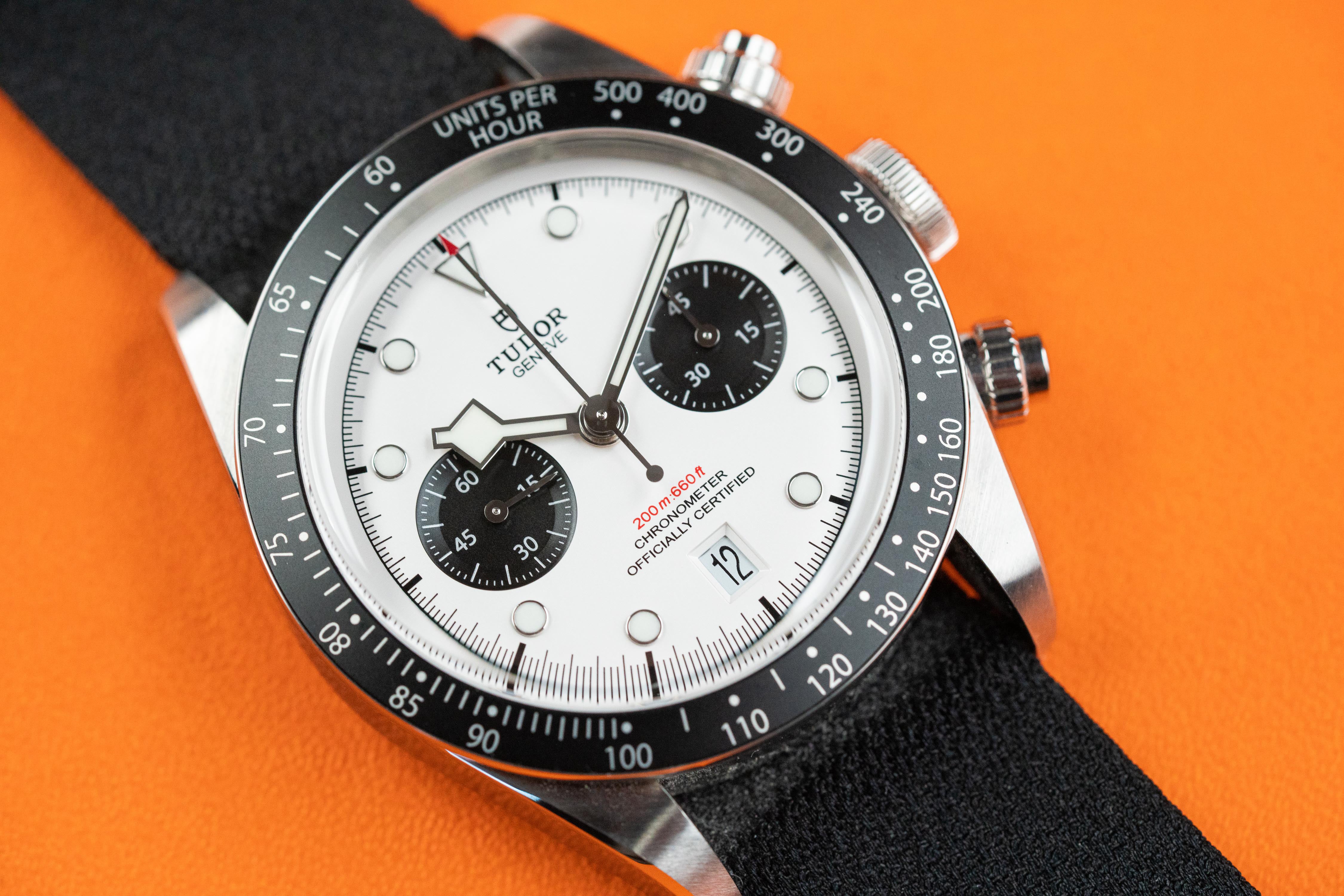 Tudor Heritage Black Bay Chronograph Panda white Dial Bracelet And Nato 2021