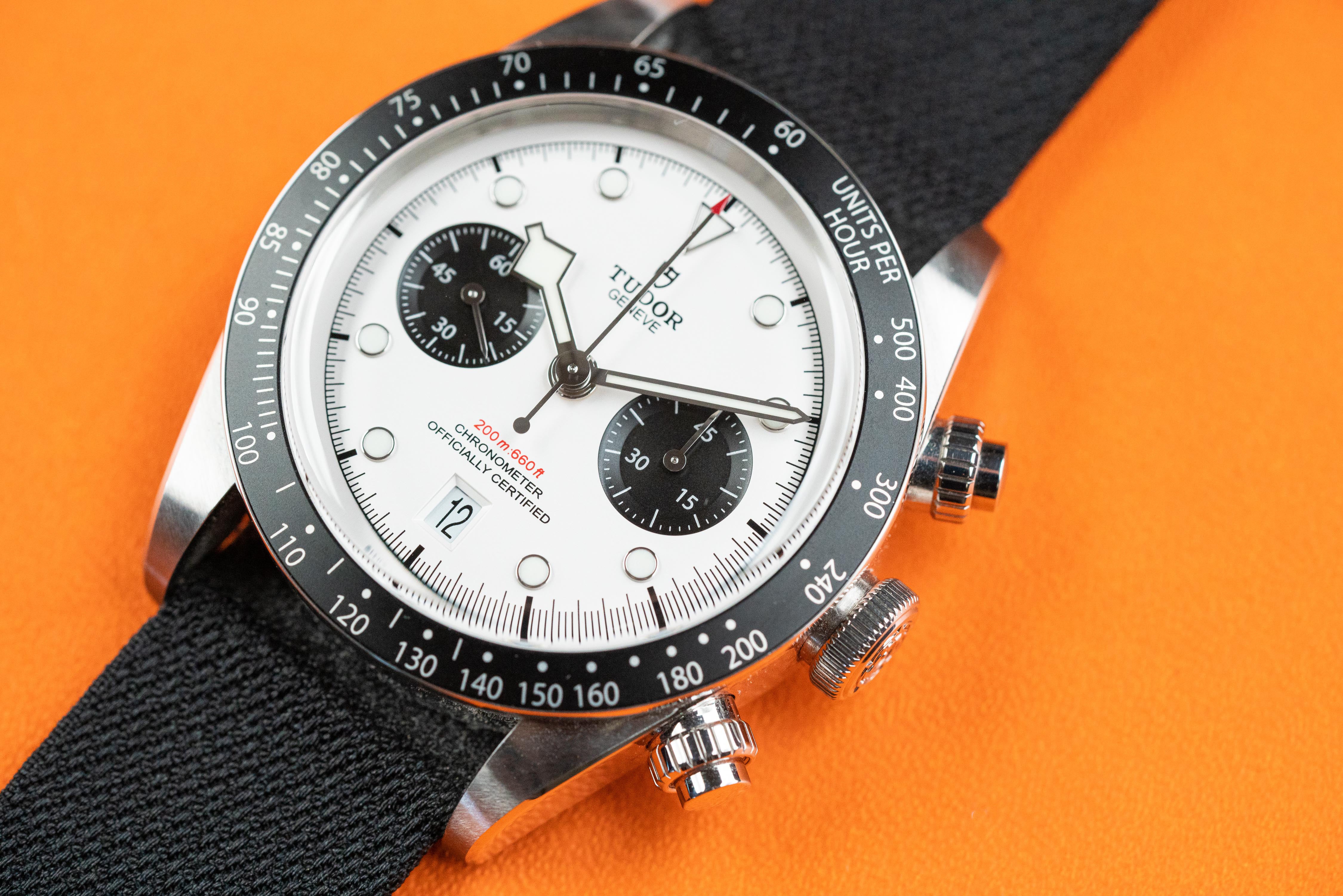 Tudor Heritage Black Bay Chronograph Panda white Dial Bracelet And Nato 2021