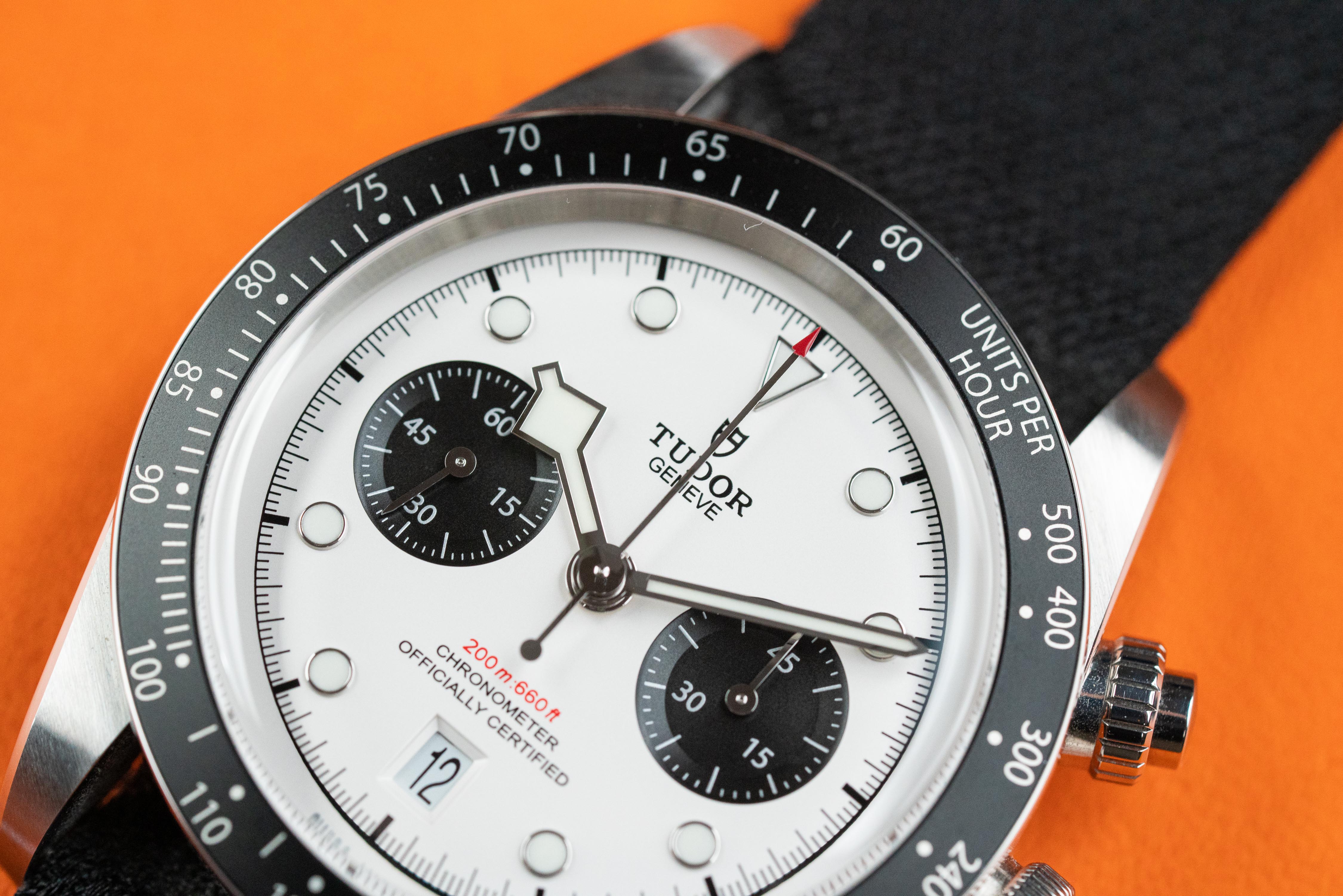 Tudor Heritage Black Bay Chronograph Panda white Dial Bracelet And Nato 2021