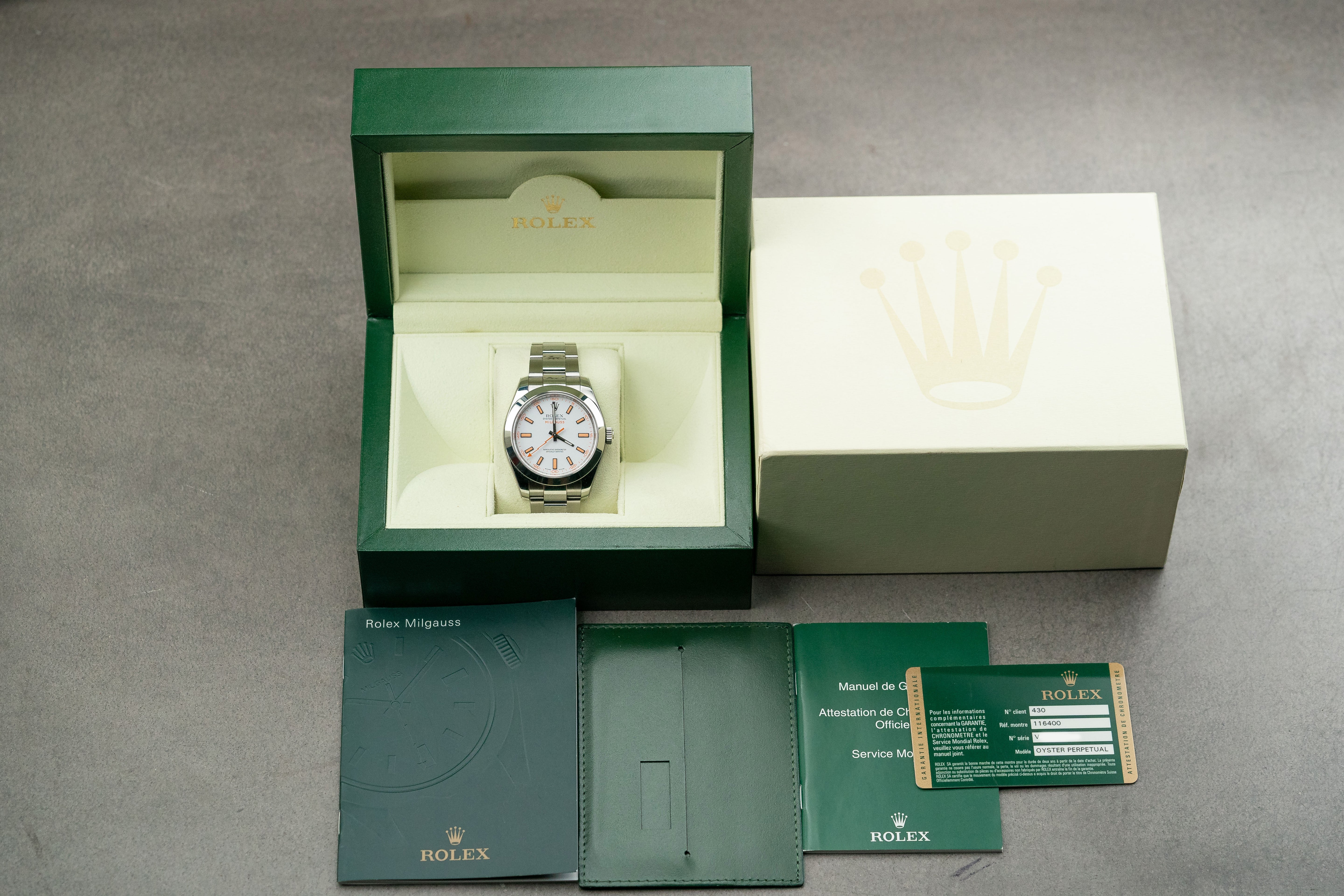 Rolex Milgauss 116400 White Dial Smooth Bezel Stainless Steel 40mm