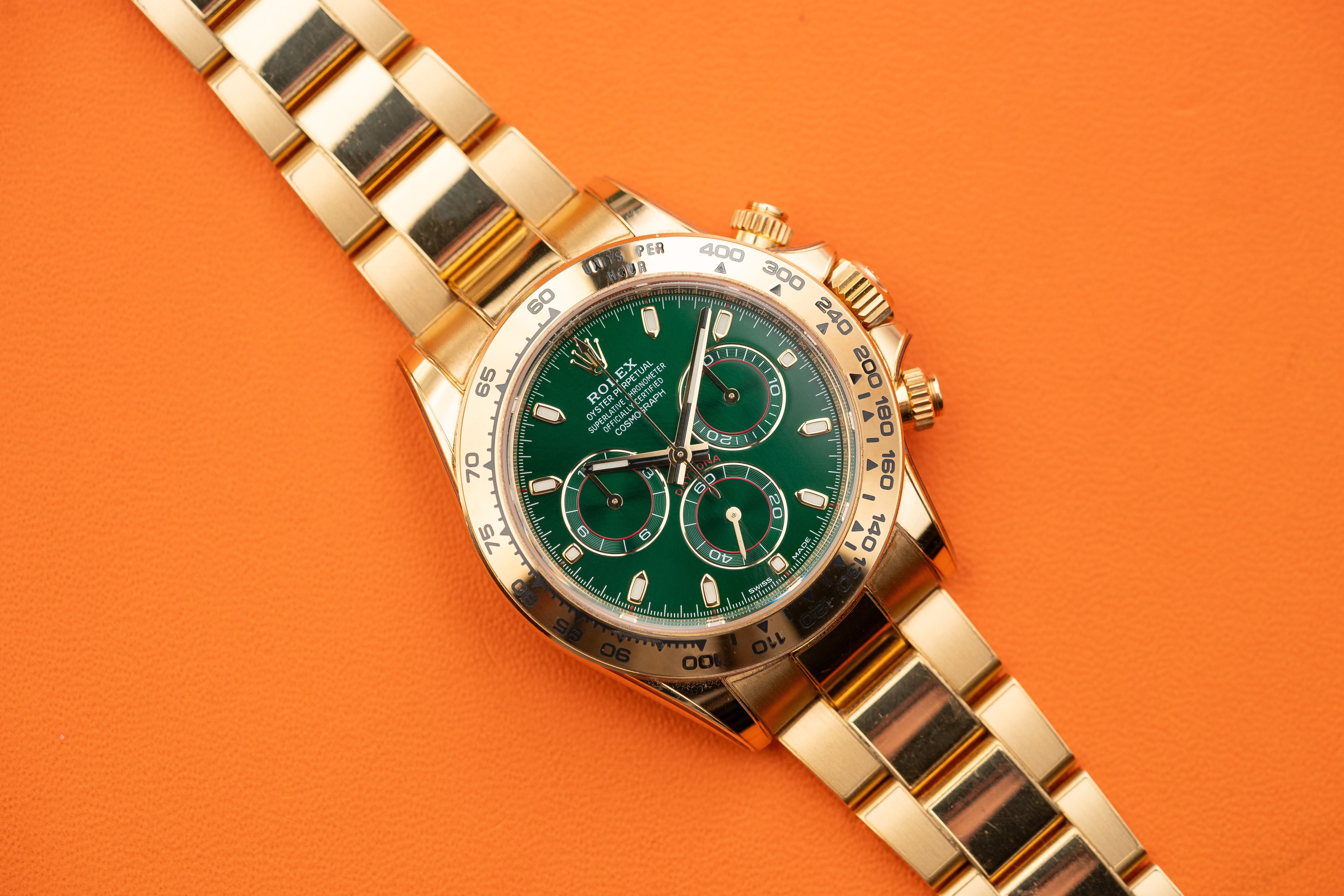 Rolex Cosmograph Daytona 40mm 116508 Yellow Gold John Mayer Green Dial 2022