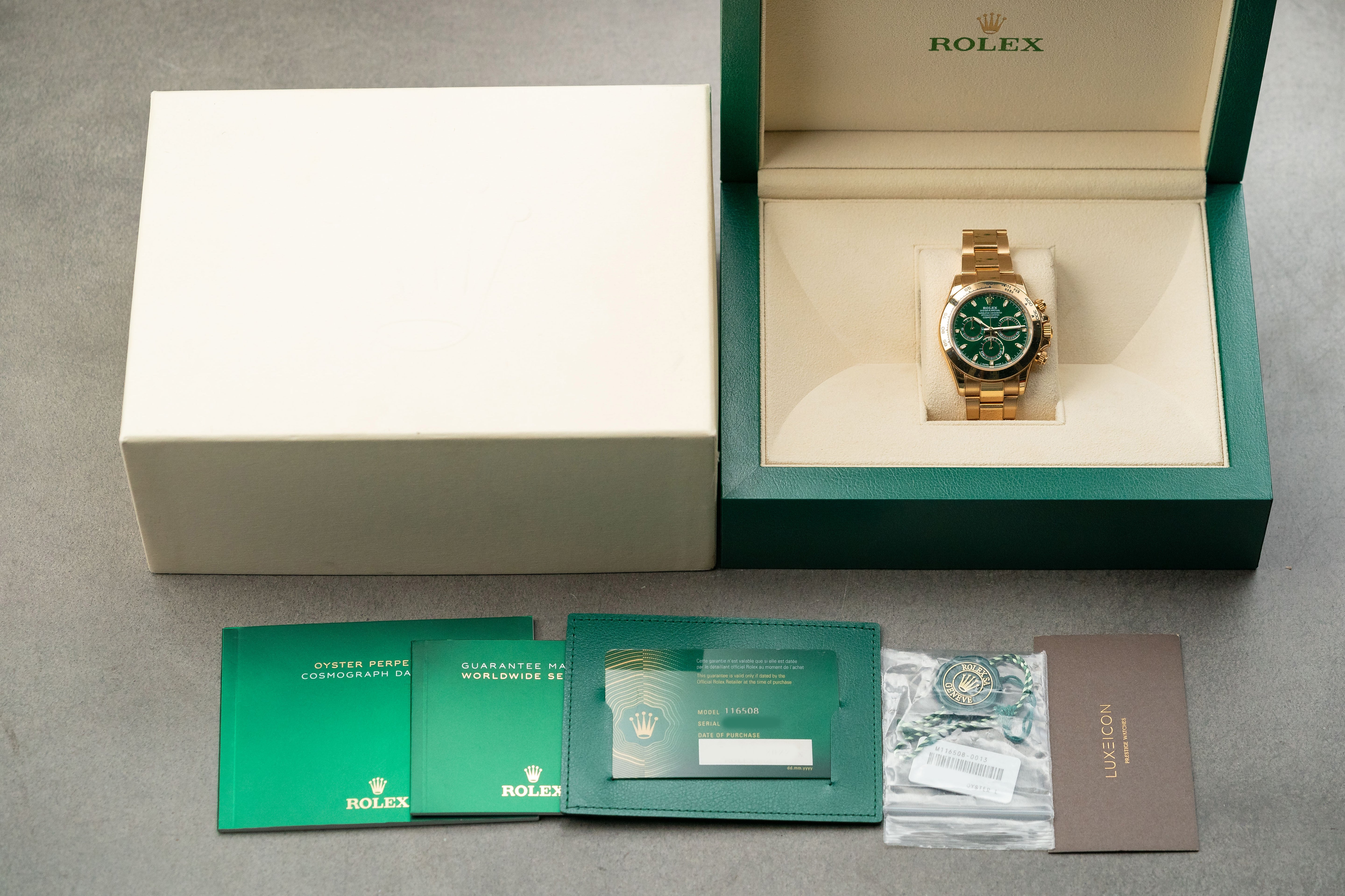 Rolex Cosmograph Daytona 40mm 116508 Yellow Gold John Mayer Green Dial 2022