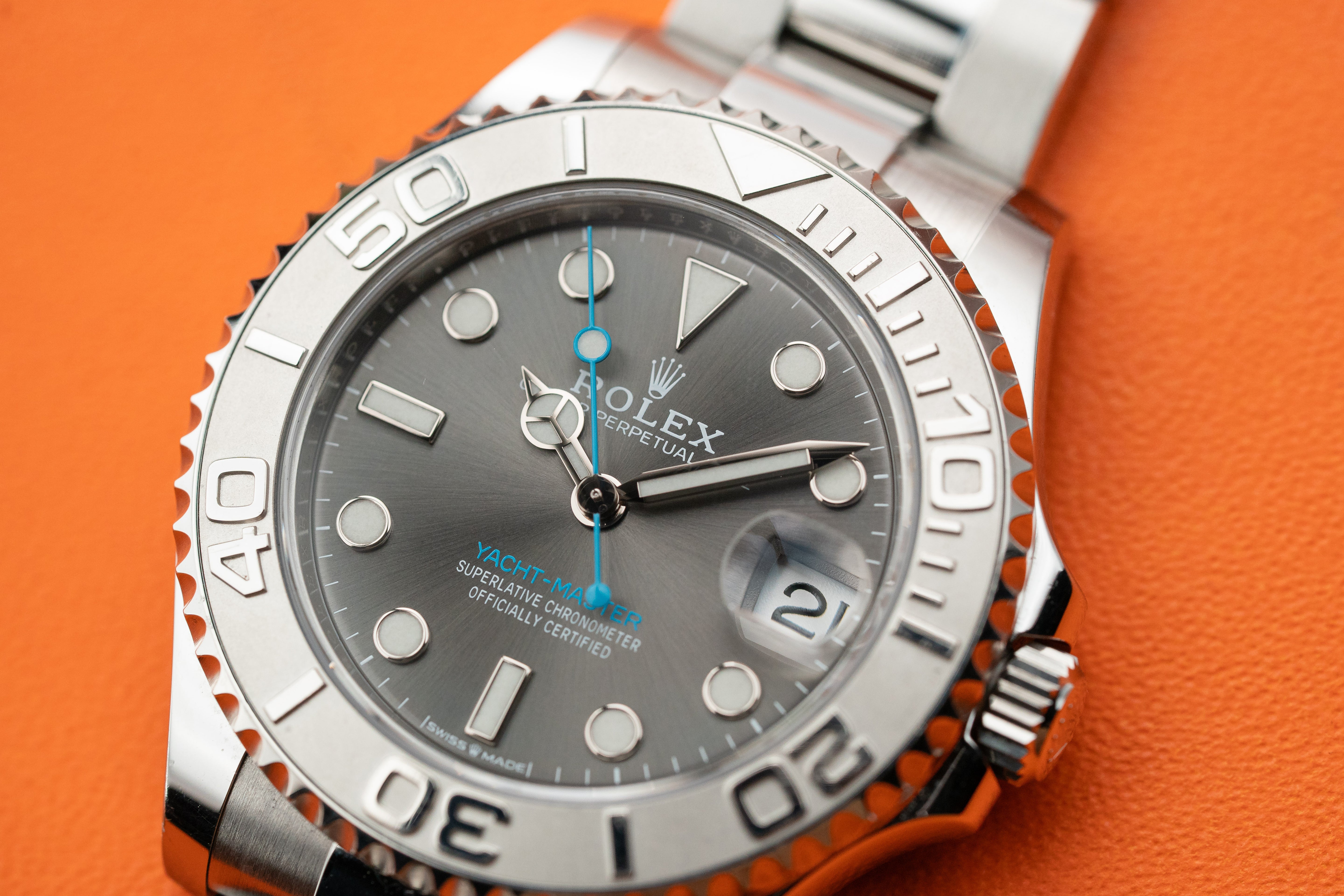 Rolex Yacht-Master 37mm Rhodium Dial Platinum/Stainless Steel Tiffany Blue Hands 268622