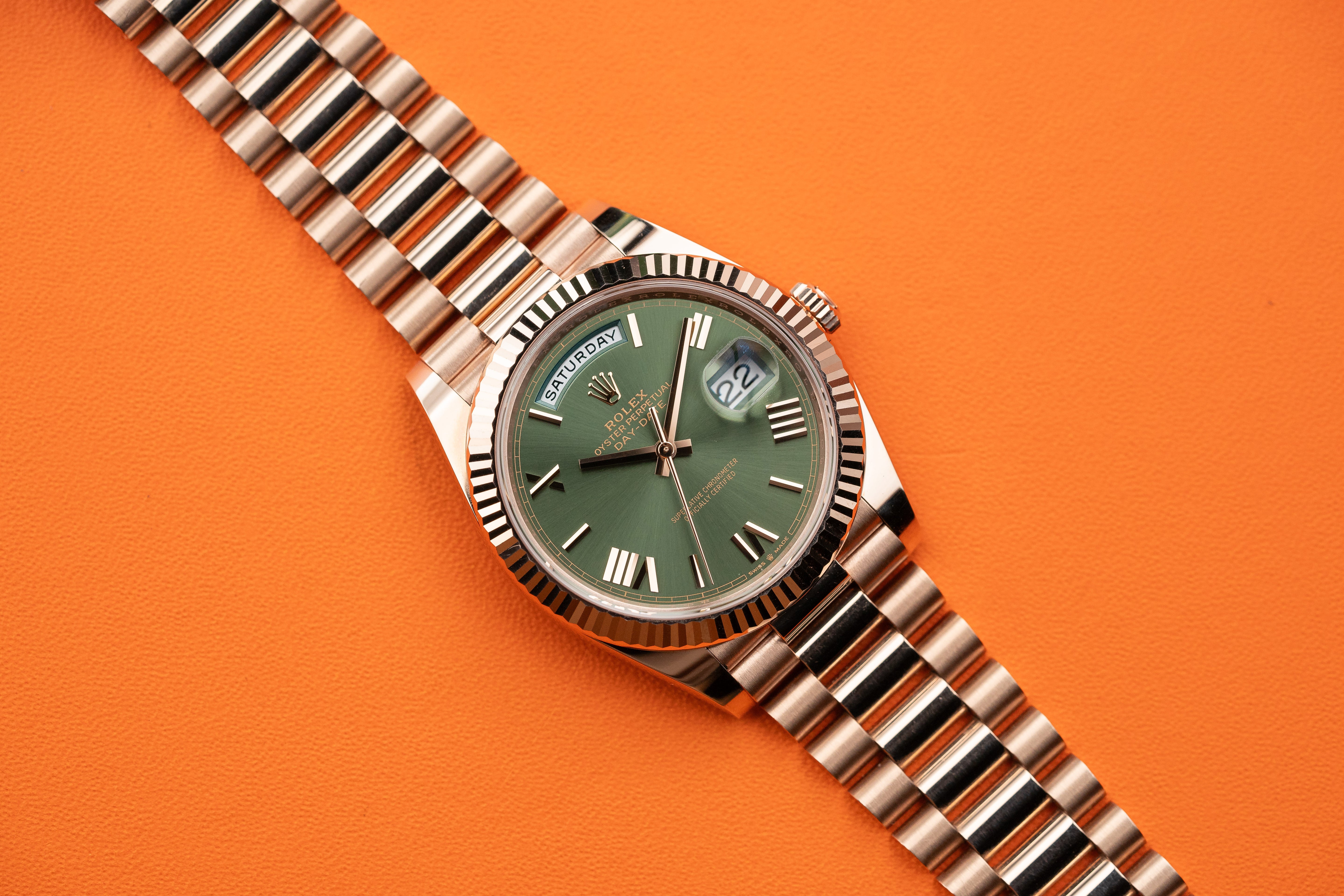 Rolex President Day-Date 40mm Olive Green Dial Rose Gold 2022