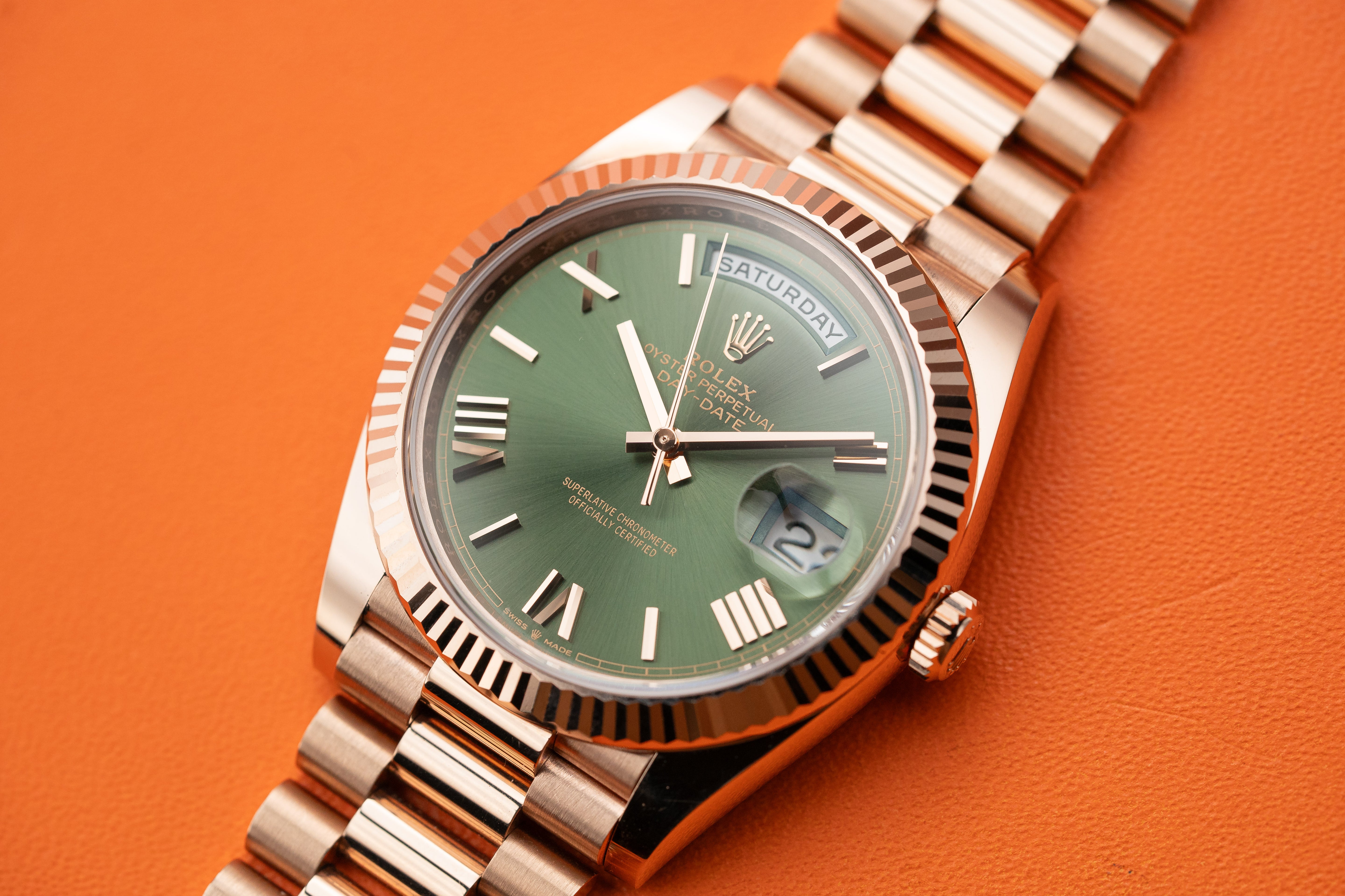 Rolex President Day-Date 40mm Olive Green Dial Rose Gold 2022