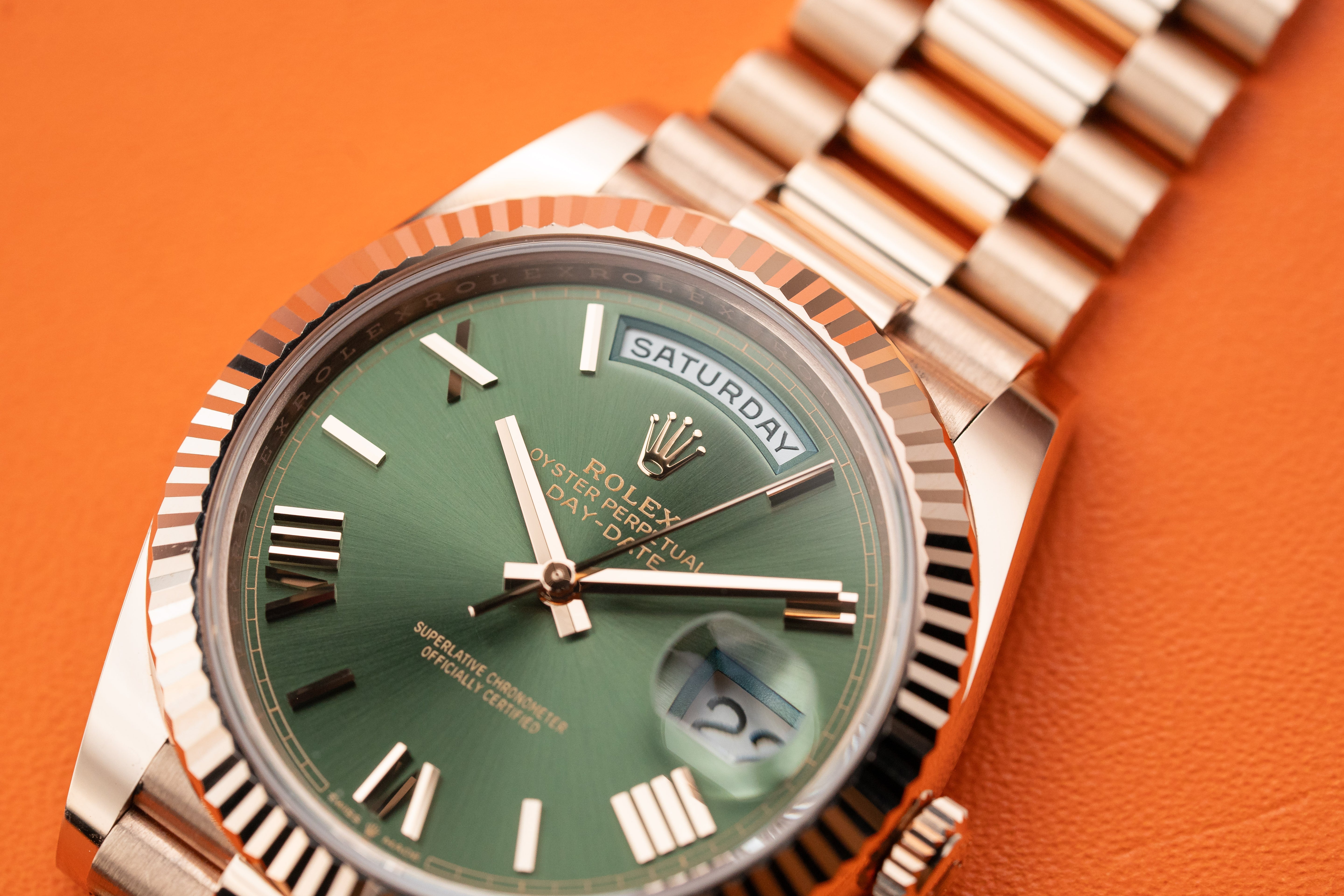 Rolex President Day-Date 40mm Olive Green Dial Rose Gold 2022