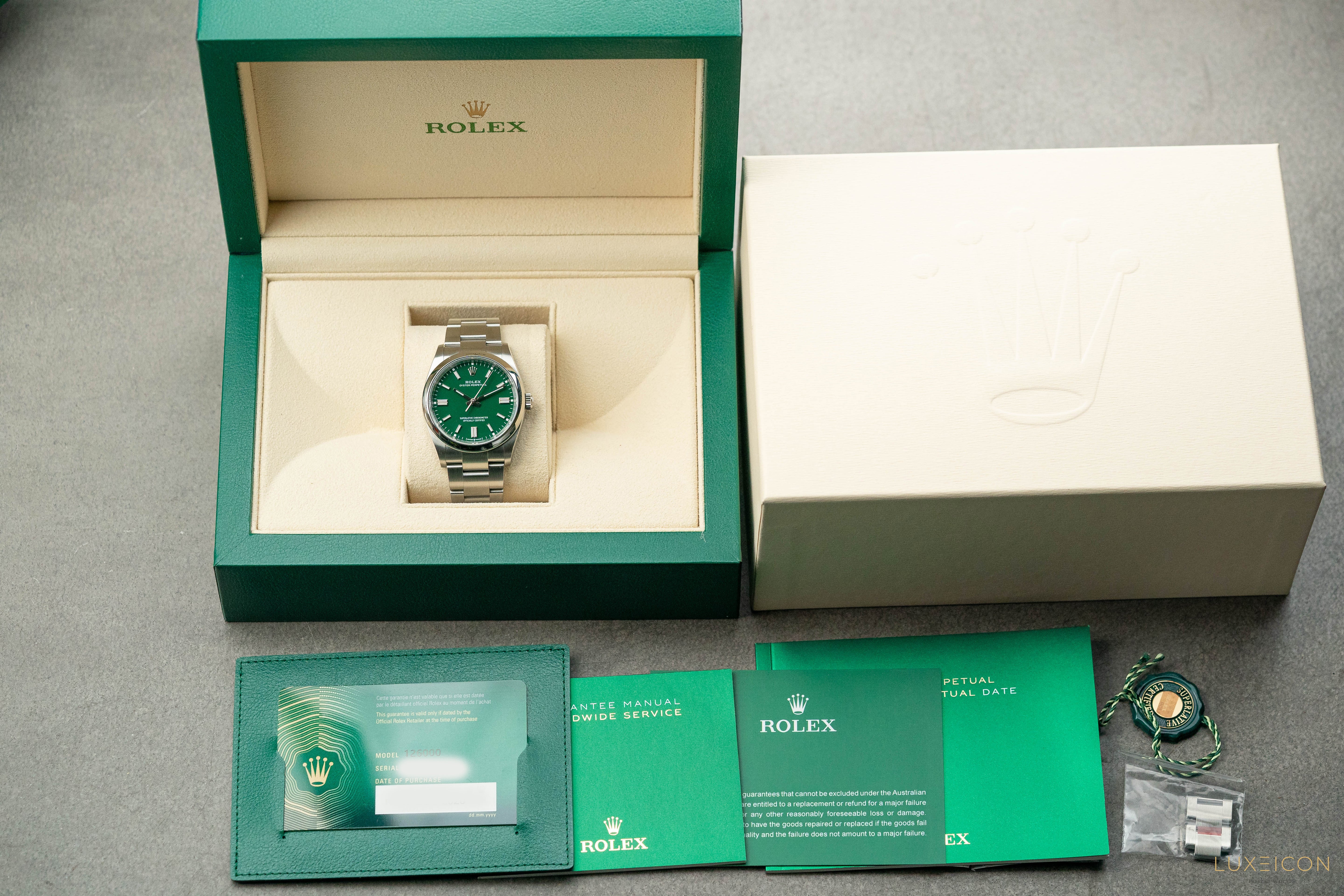 Rolex Oyster Perpetual 126000 36mm steel Green dial