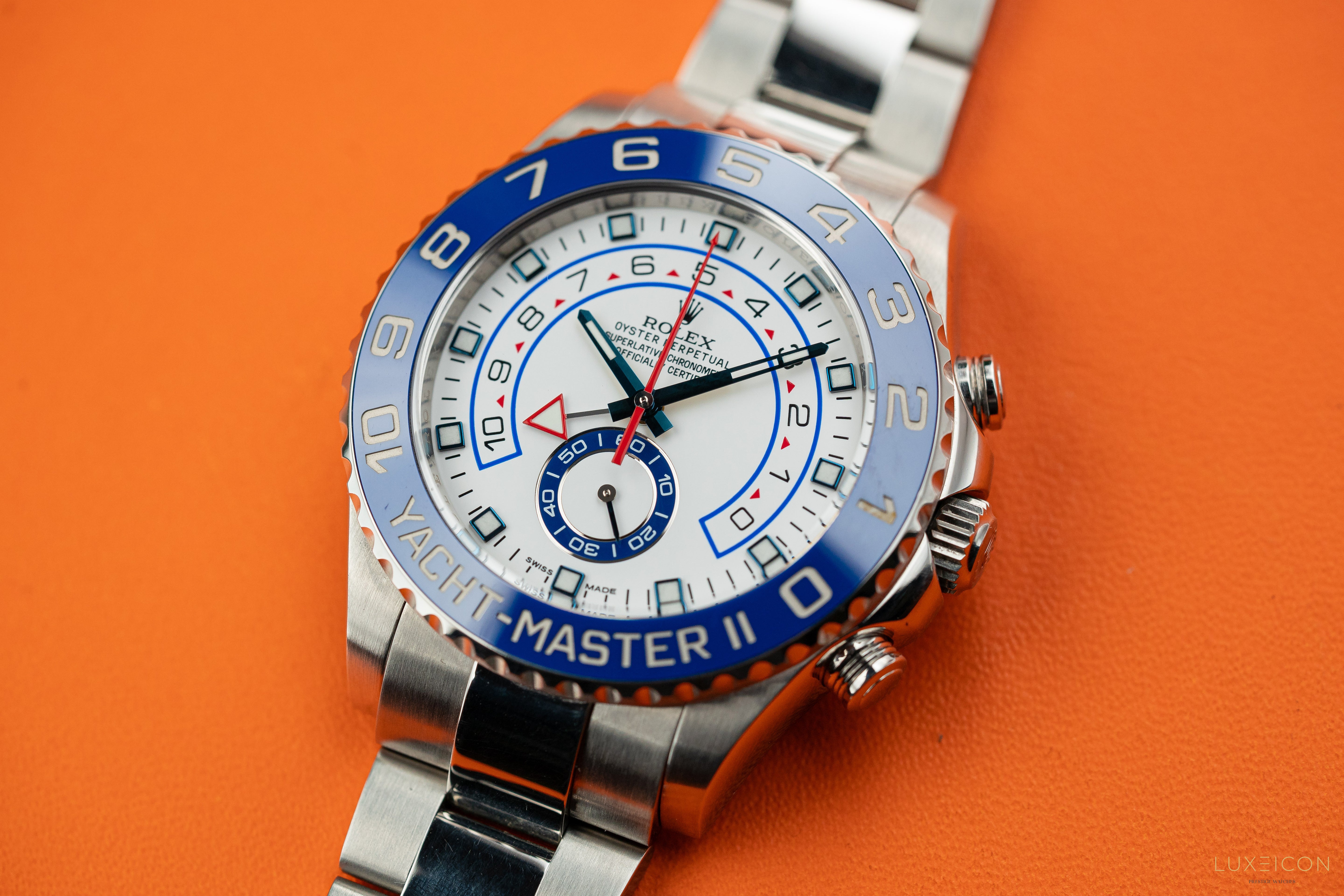 Rolex Yacht-Master II 44mm Stainless Steel White dial Blue Ceramic 116680 2014