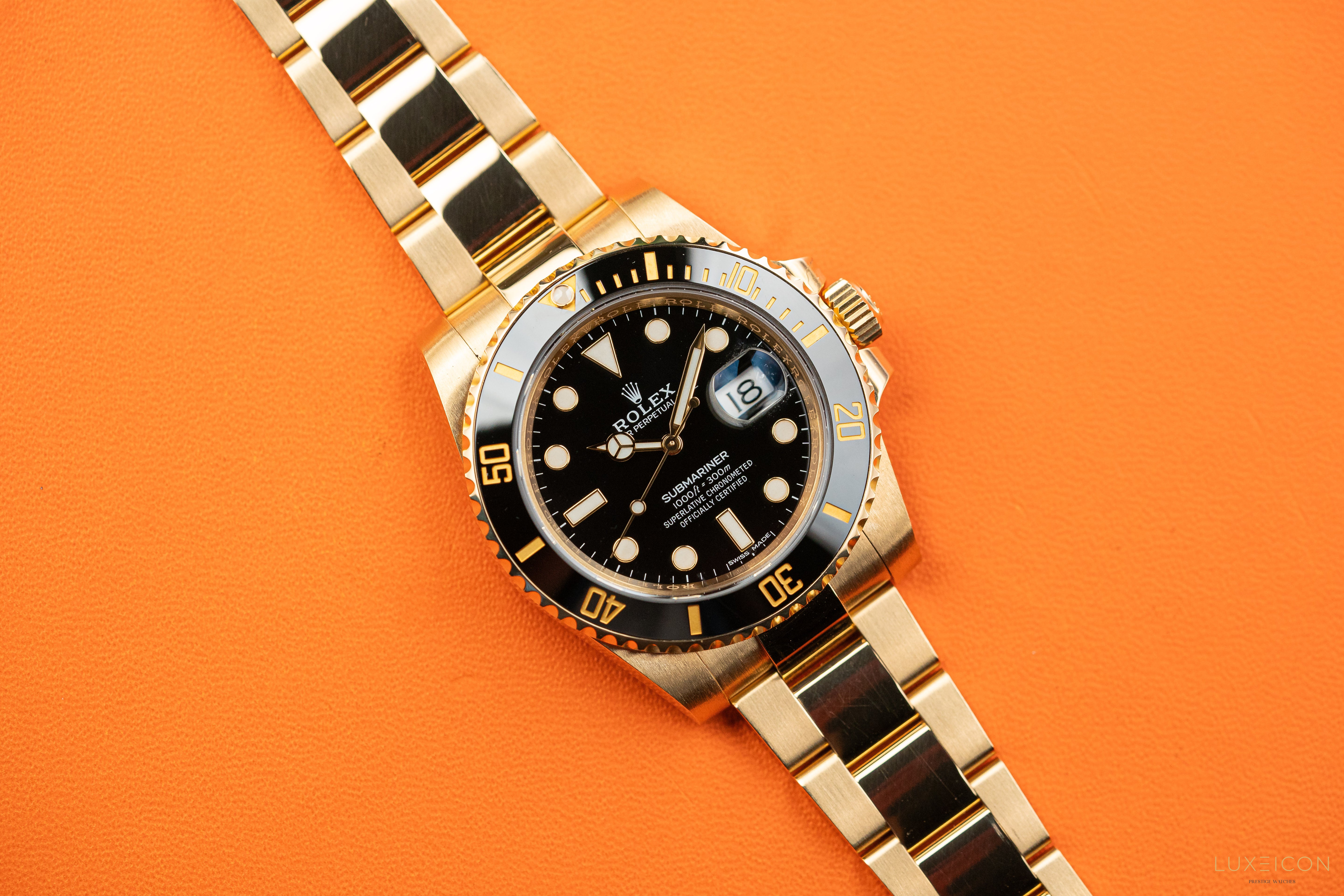 Rolex Submariner Date 40mm 116618LN Ceramic Bezel Yellow Gold Black Dial