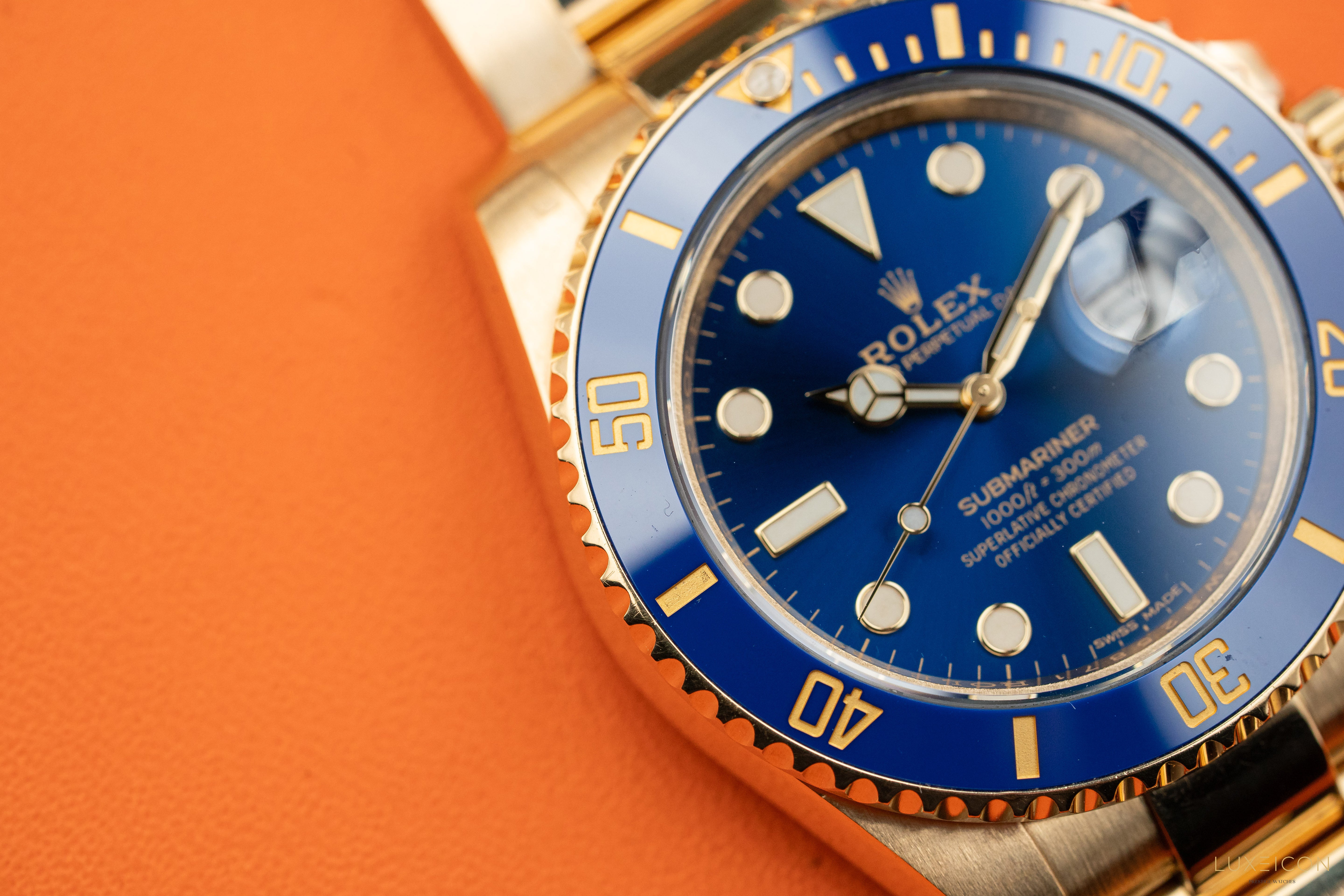 Rolex Submariner Date 40mm Ceramic 18K Yellow Gold Blue 116618LB