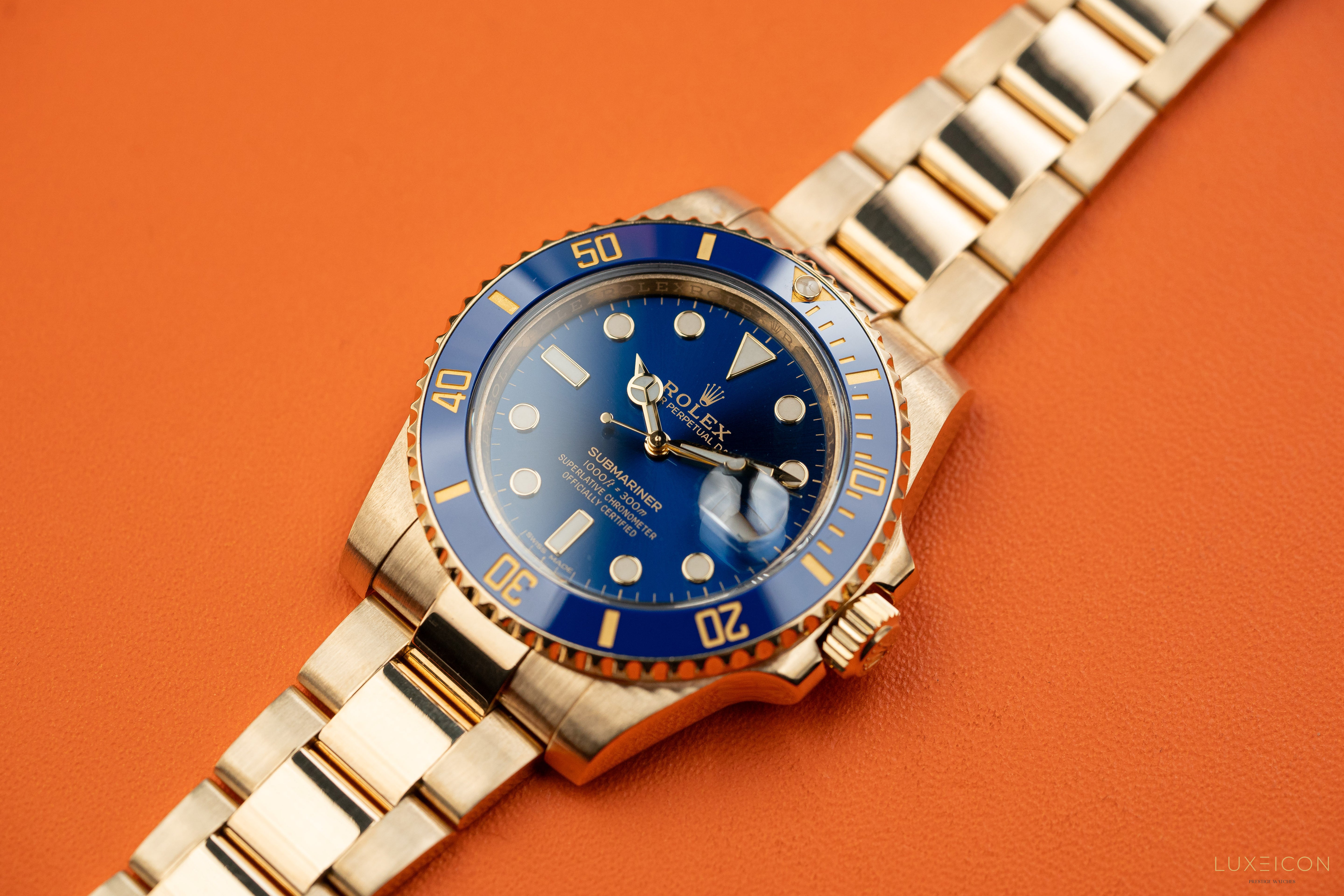 Rolex Submariner Date 40mm Ceramic 18K Yellow Gold Blue 116618LB