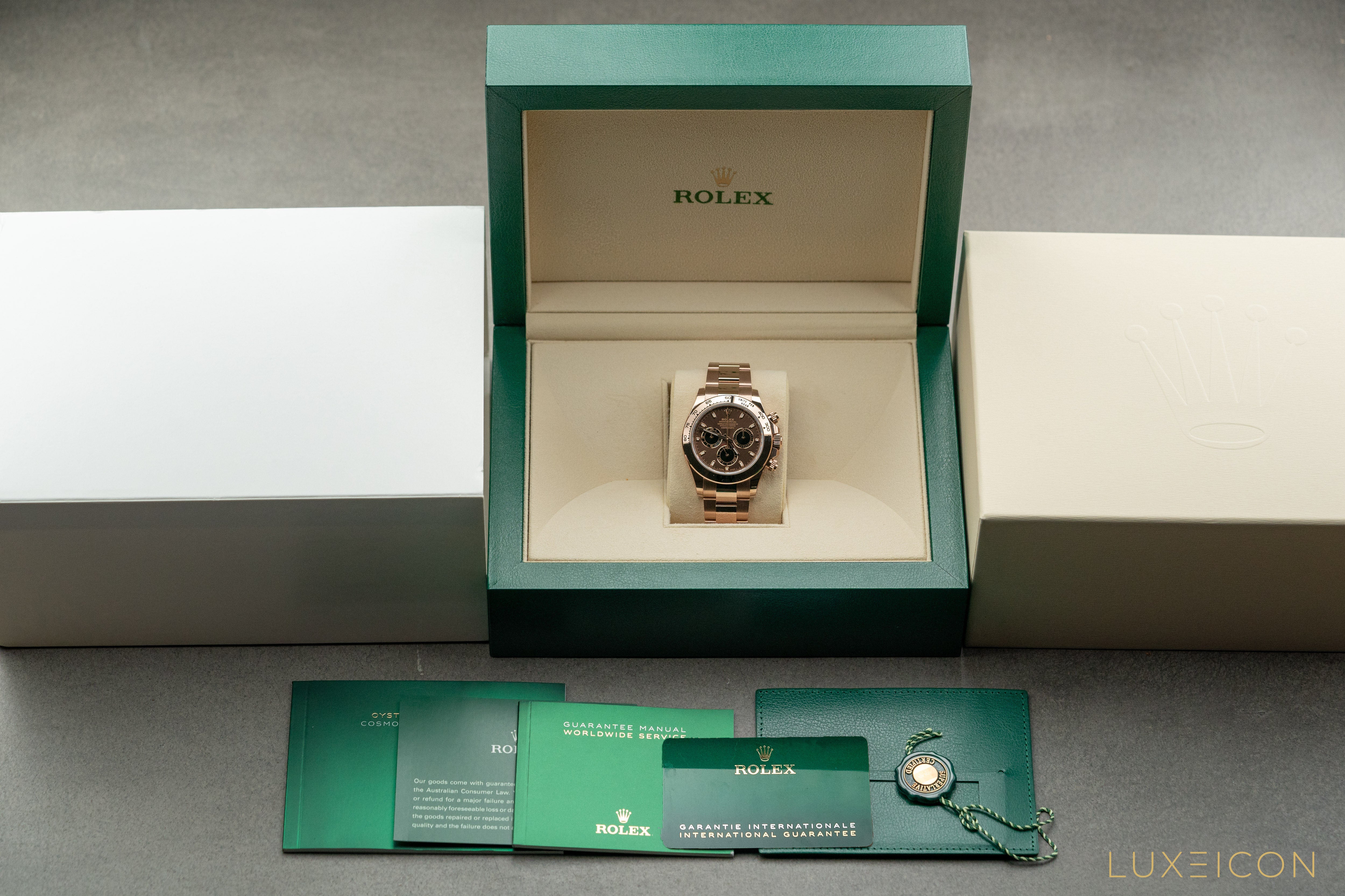 Rolex Everose Gold Cosmograph Daytona 40mm Chocolate and Black Index Dial 116505