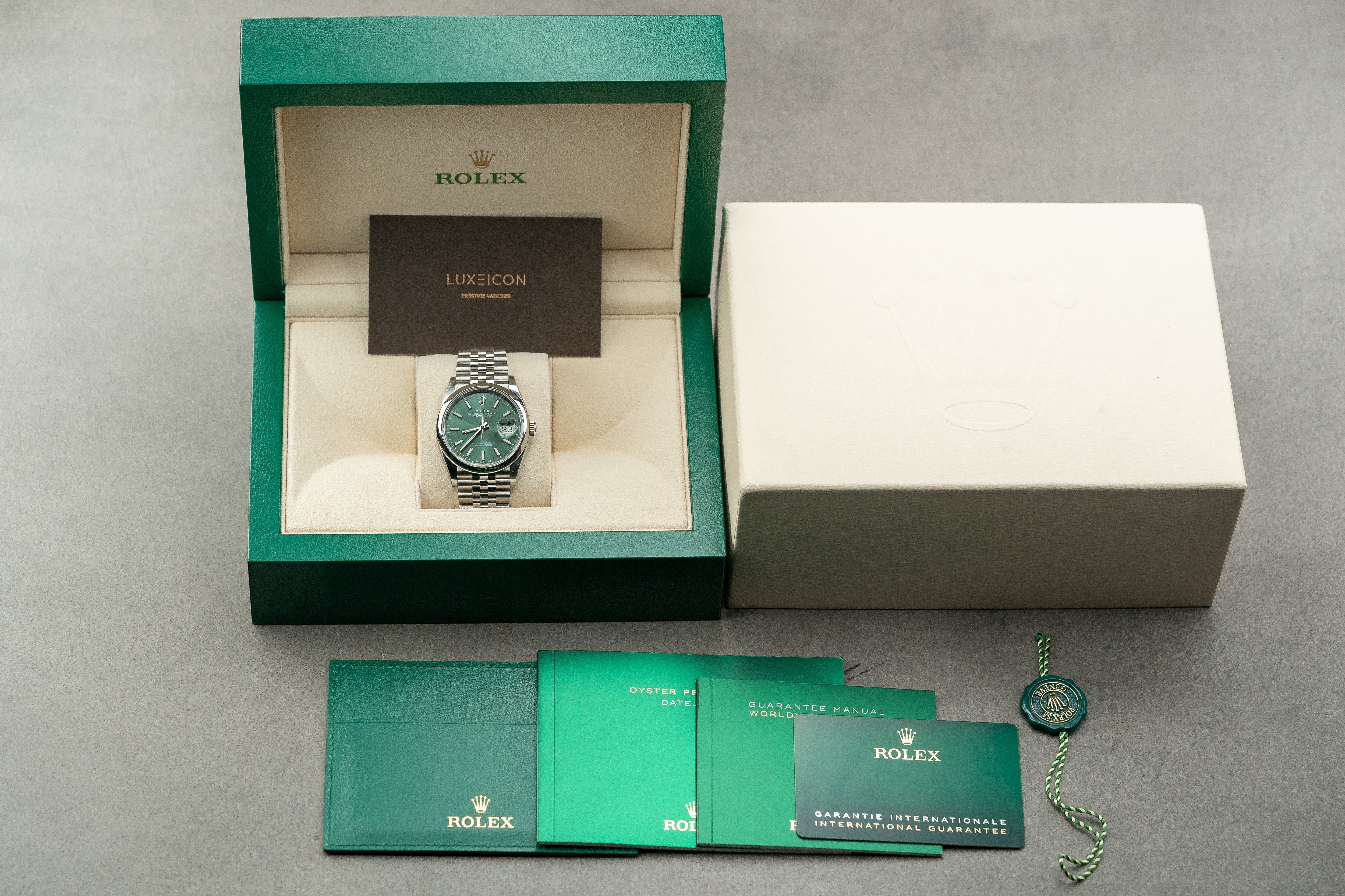 Rolex Datejust 36mm 126200 Mint Green Index Dial Jubilee Bracelet 2023