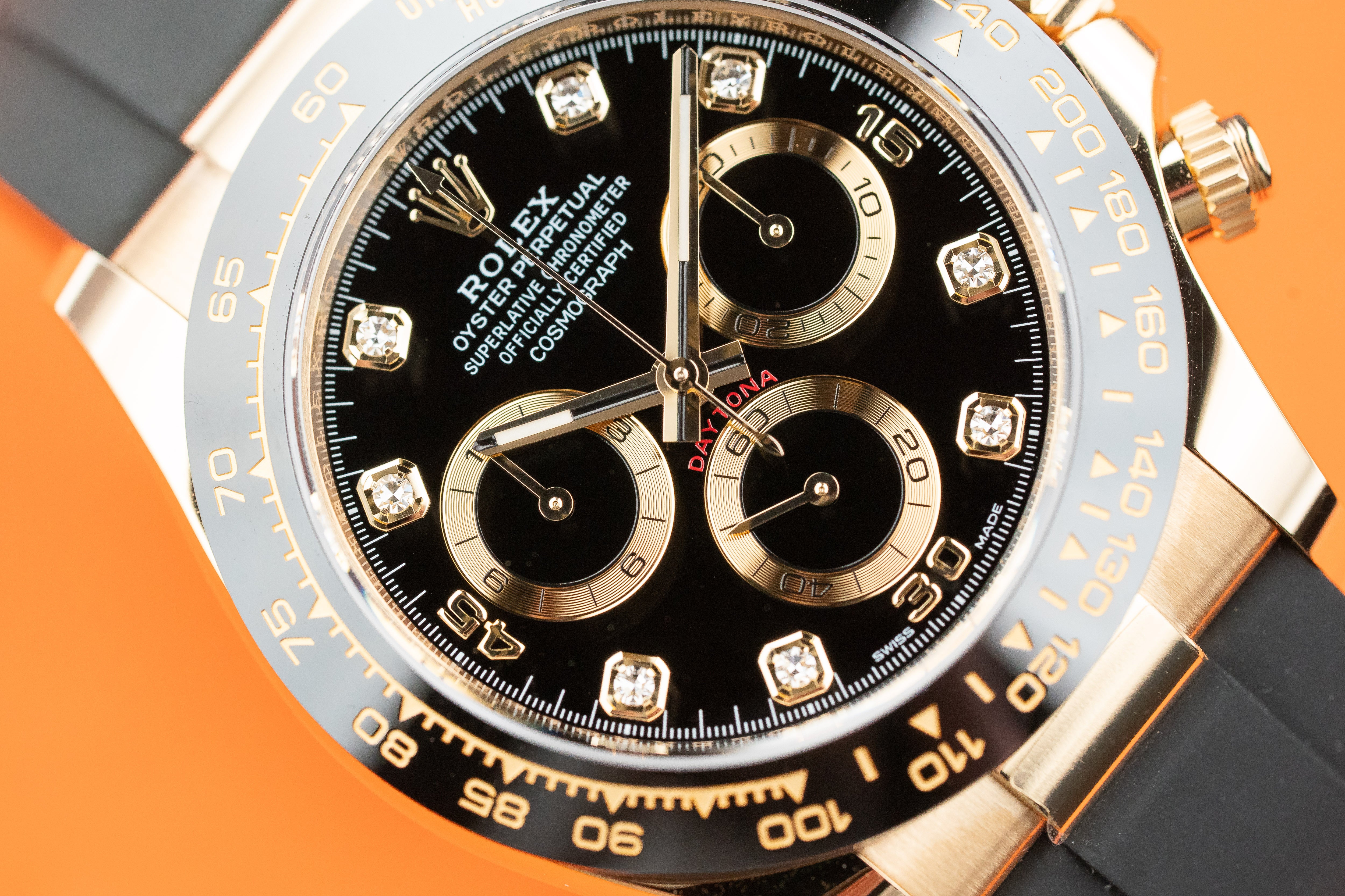 Rolex Cosmograph Daytona 18K Yellow Gold with Black Diamond Dial 116518LN